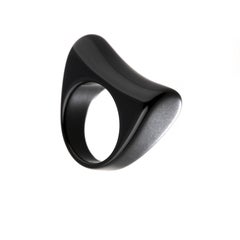 Intini Jewels Black Agate Art Deco Style Handmade Cocktail Onyx Rigid Boho Ring