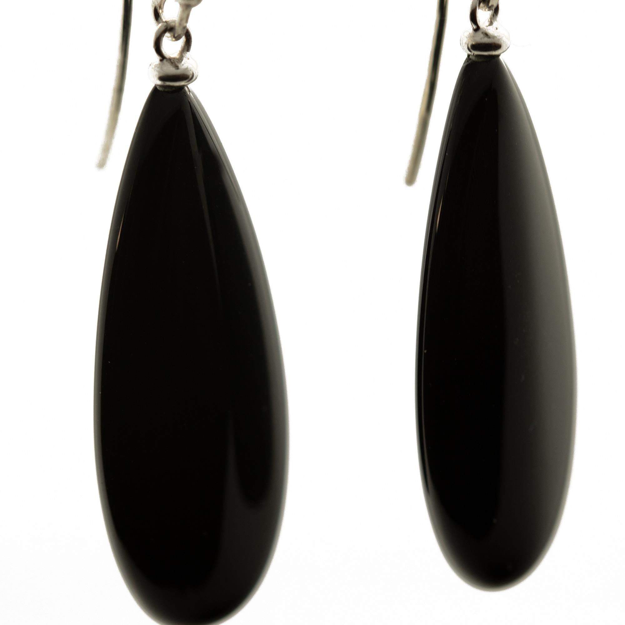 Ohrhänger aus Sterlingsilber 925 mit schwarzem Achat und ovalem Onyx von Intini Jewels Damen