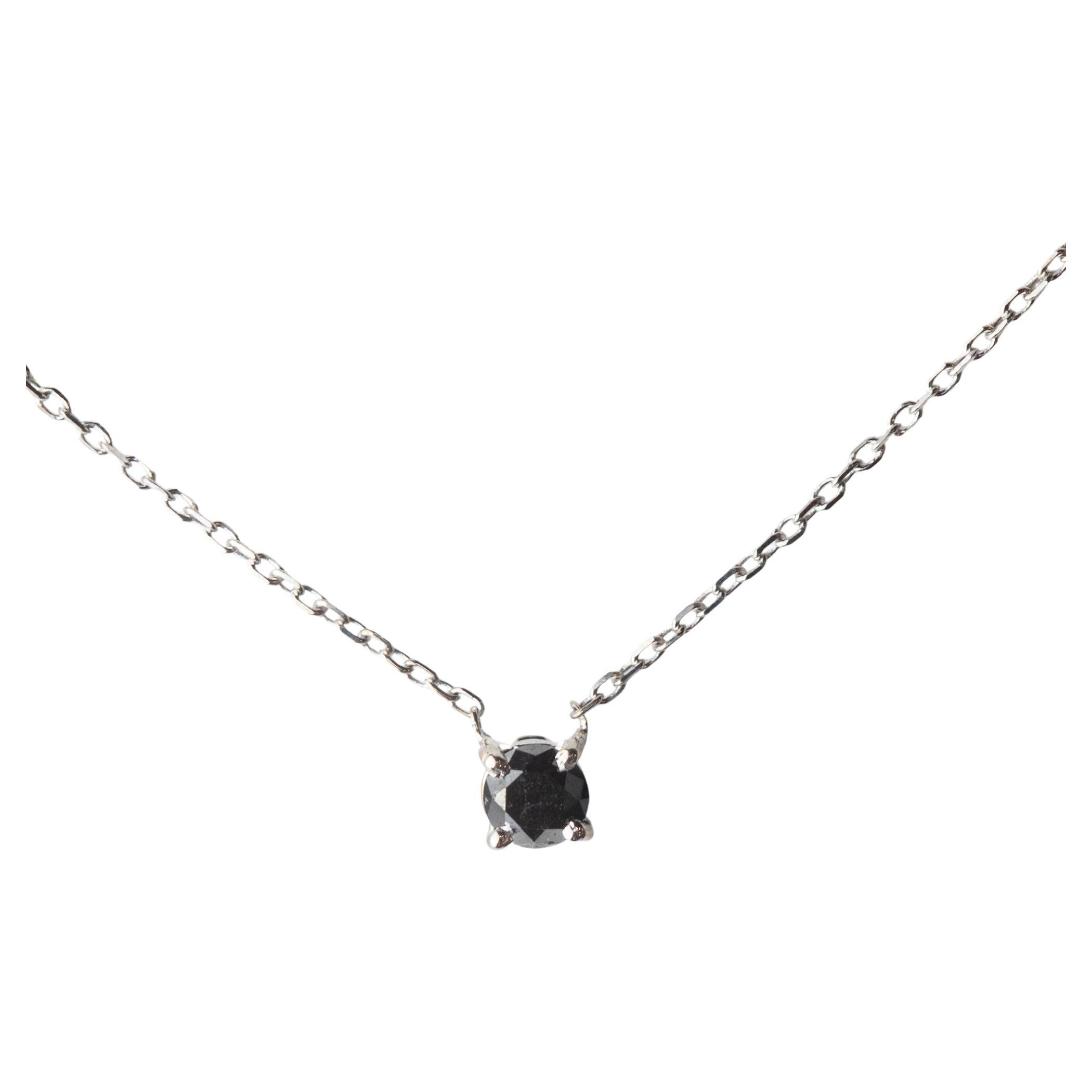 Intini Jewels Black Diamond 18 Karat White Gold Chain Modern Cocktail Necklace For Sale