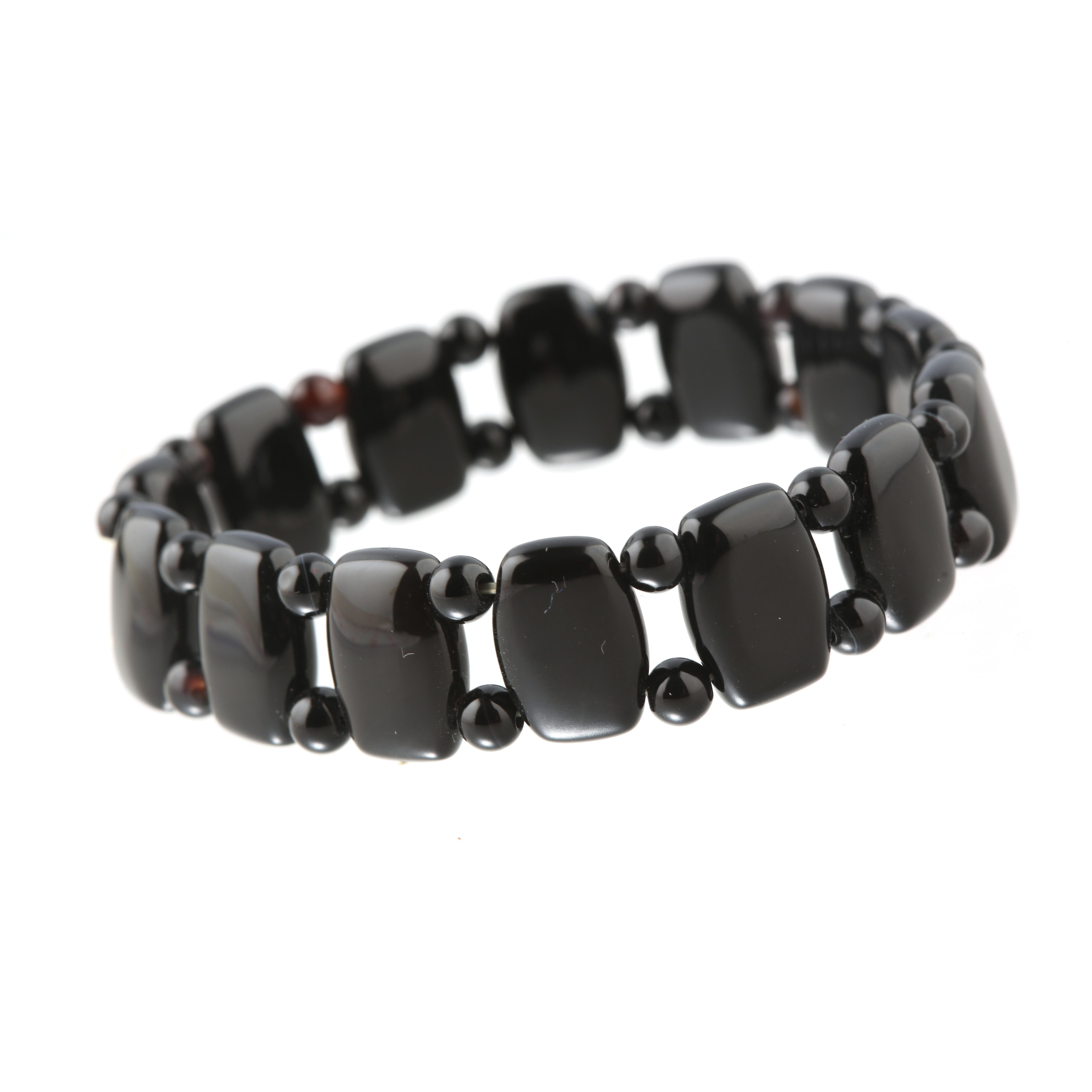 Artigiano Intini Jewels Bracciale con perline in onice nero e agata Iconic Cocktail Modern Stretch in vendita