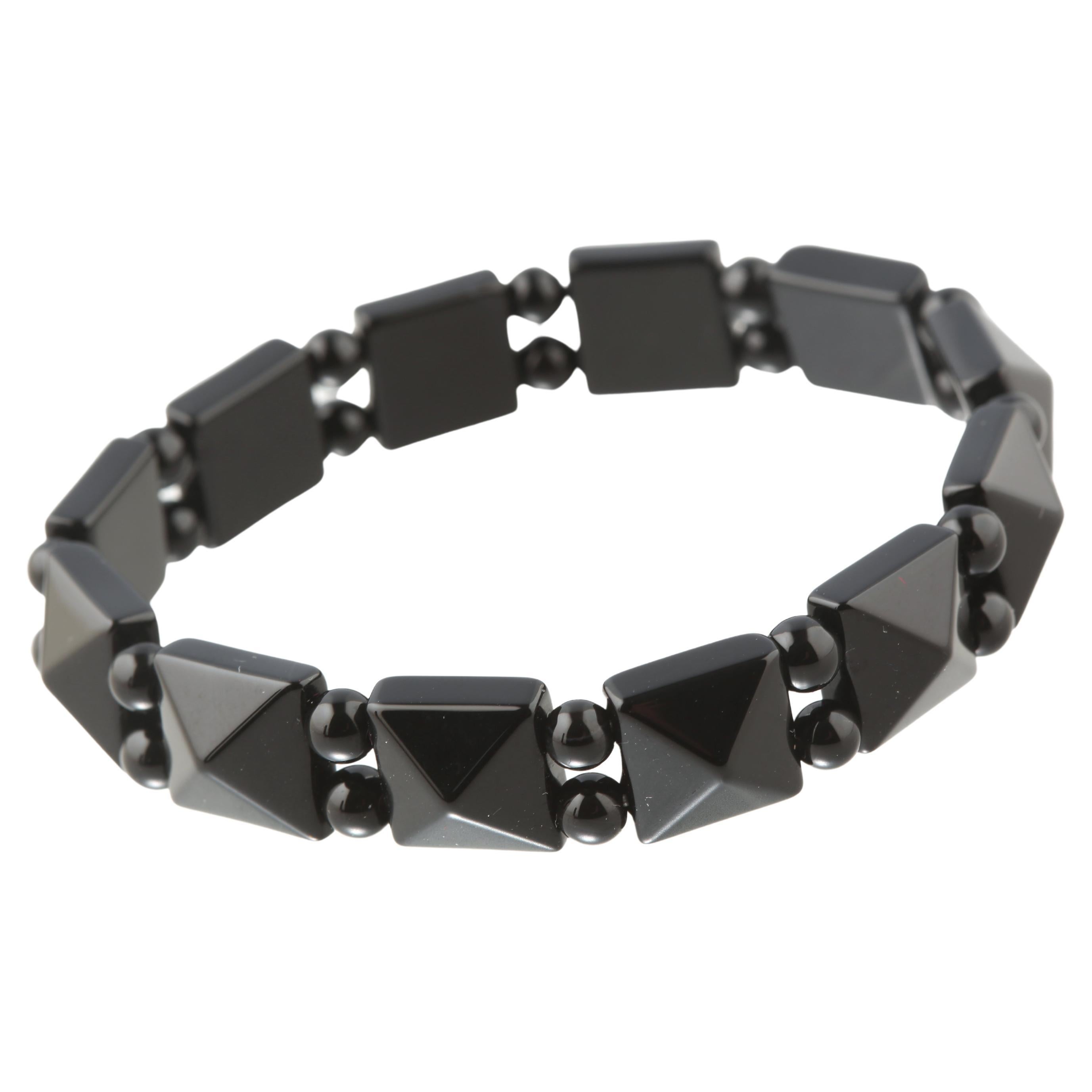 Intini Jewels Black Onyx Beaded Agate Iconic Cocktail Modern Stretch Bracelet For Sale