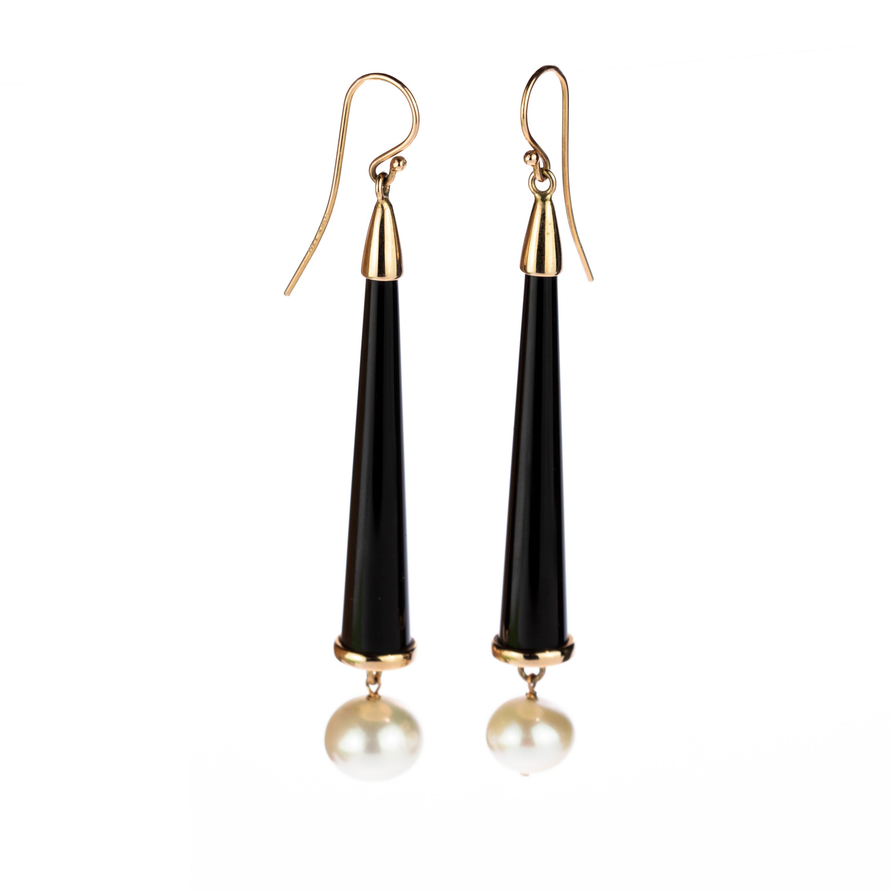 pearl and onyx earrings