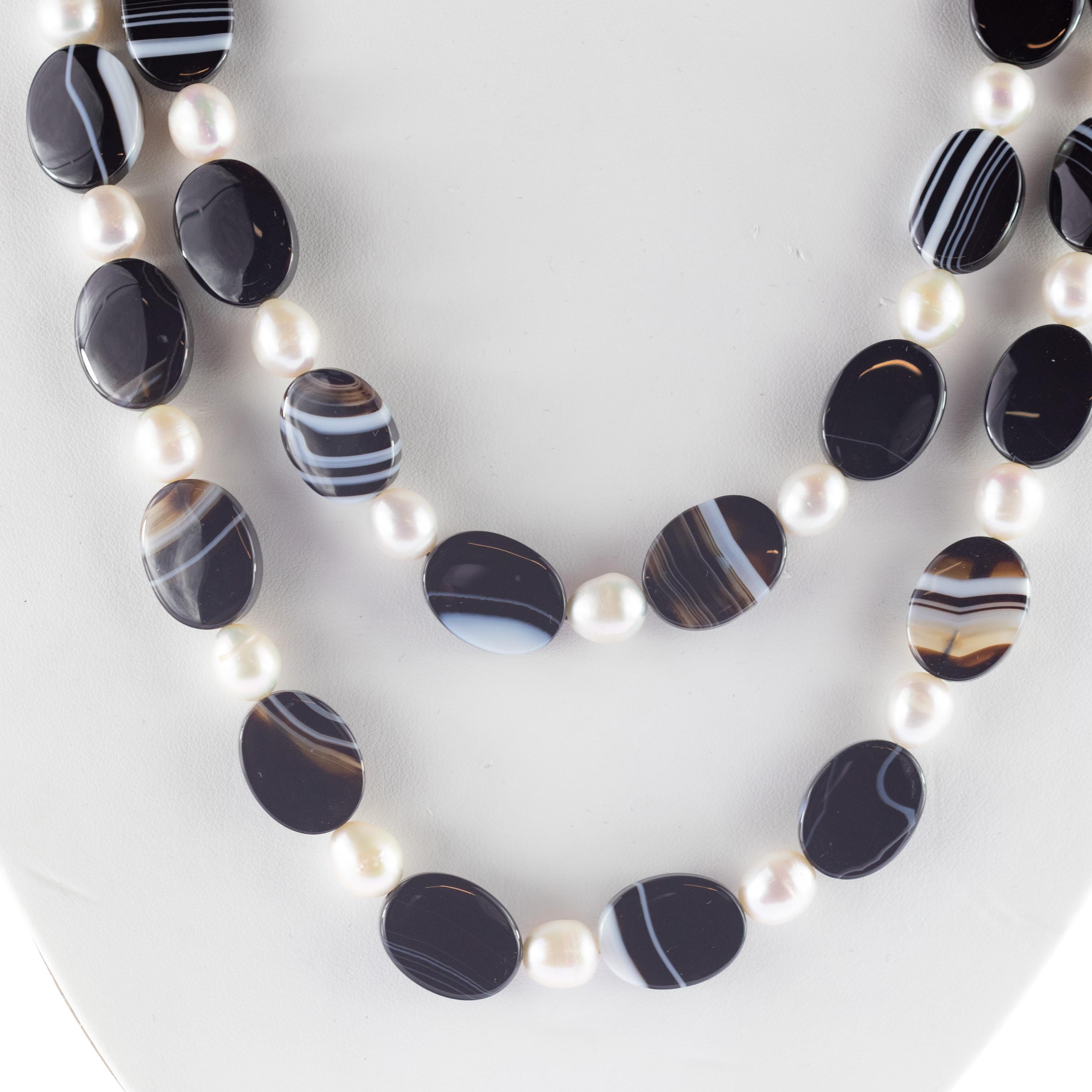 black and white agate beads