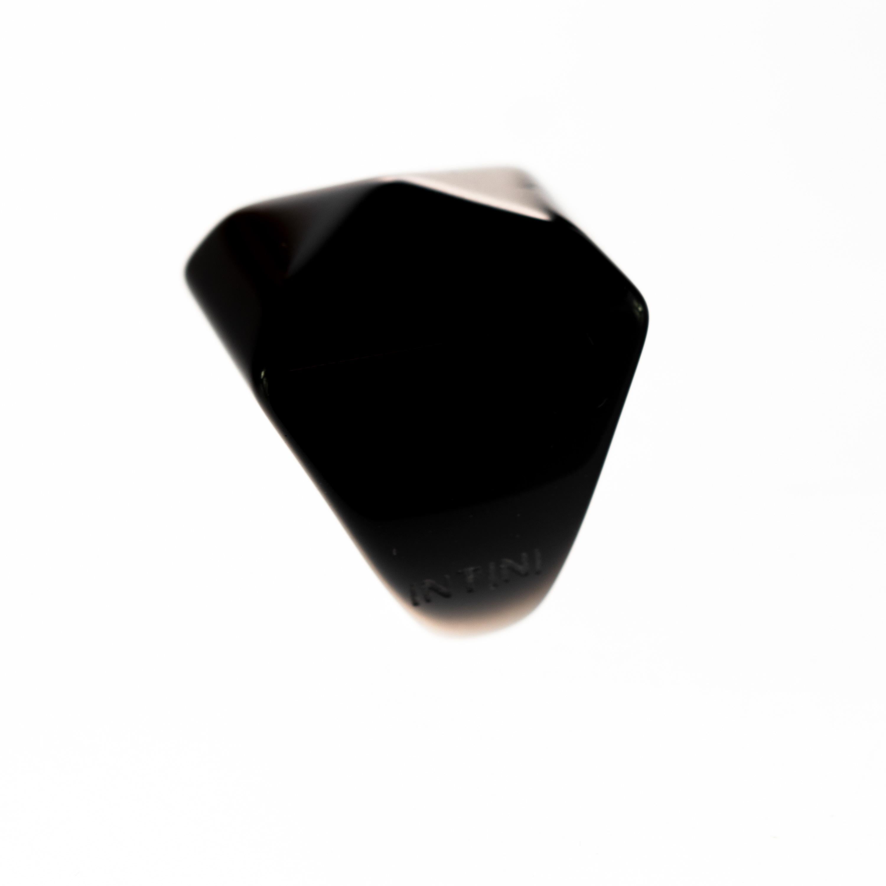 Intini Jewels Black XX Carat Agate Art Deco Style Handmade Cocktail Rigid Ring For Sale 2