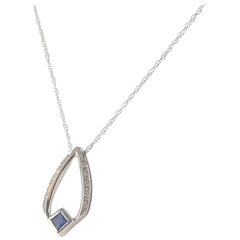 Intini Jewels Blue Sapphire Diamond 18 Carat White Gold Pendant Chain Necklace