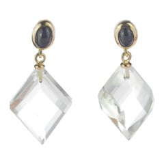 Intini Jewels - Orecchini a goccia in oro 18 carati con cristallo di rocca e zaffiro blu