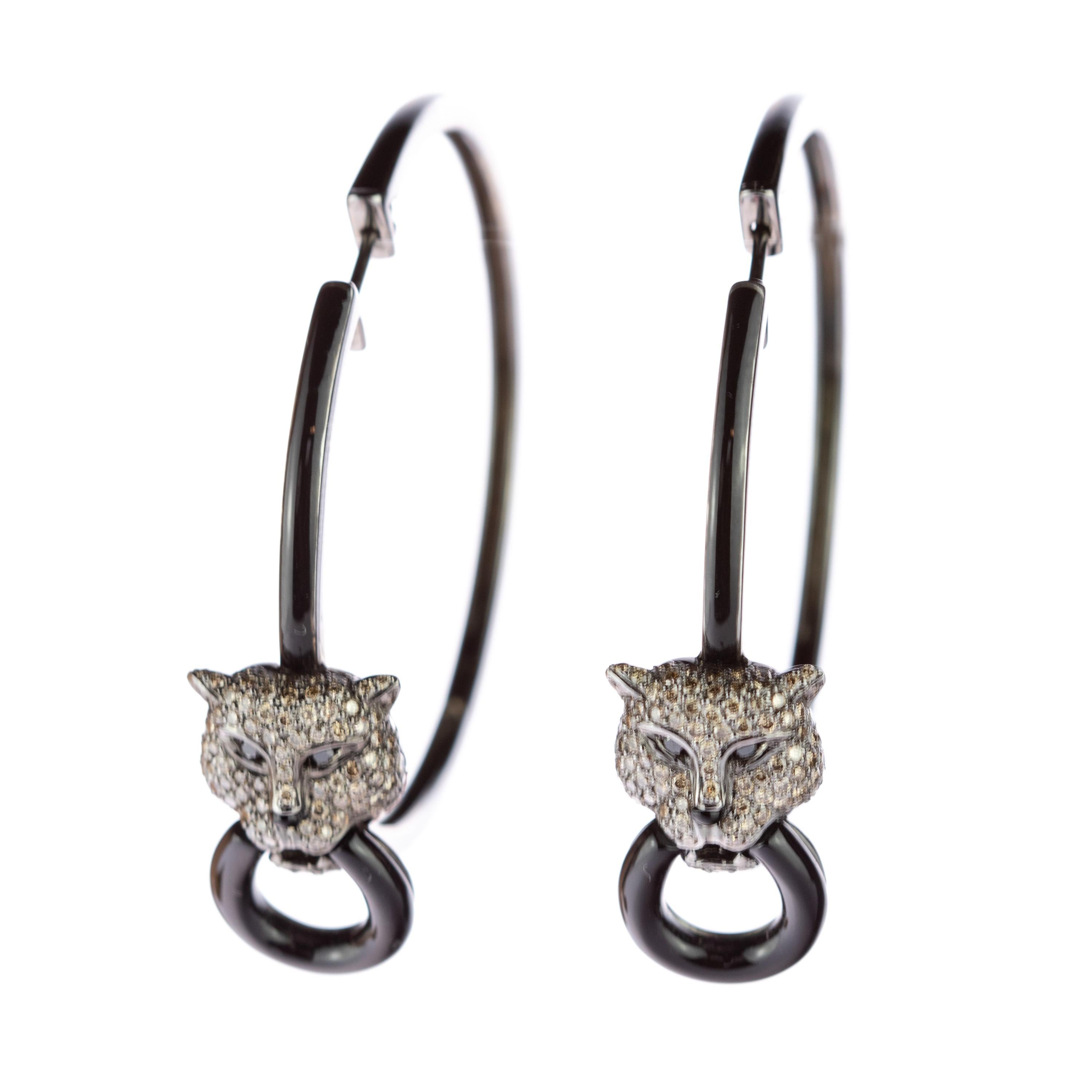 brown diamond hoop earrings