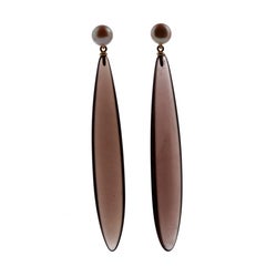 Intini Jewels Brown Natural Agate Pear 18 Karat Gold Drop Vintage Chic Earrings