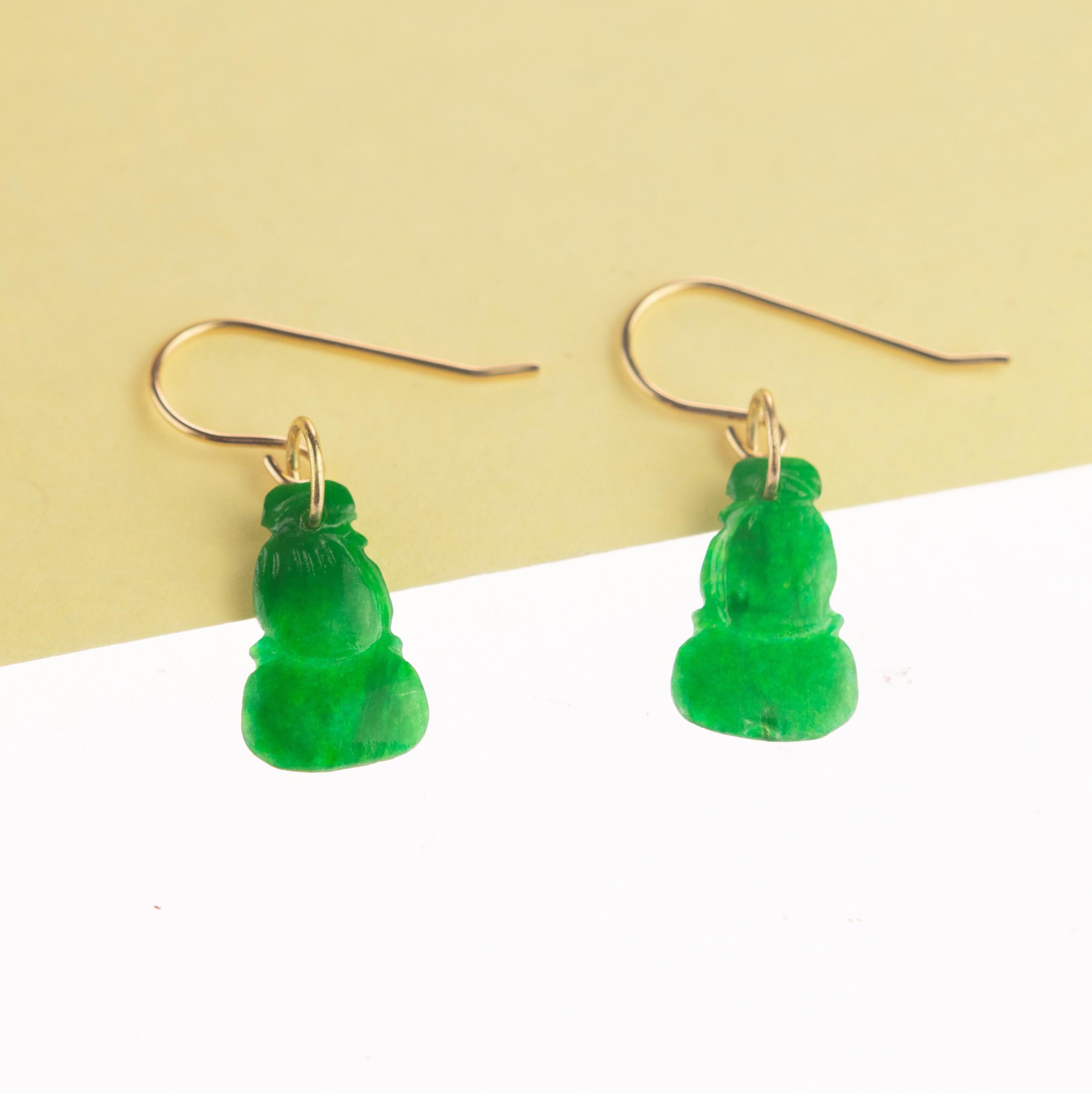 da uomo o donna Intini Jewels - Orecchini pendenti in giada scolpita in oro giallo 18 carati in vendita