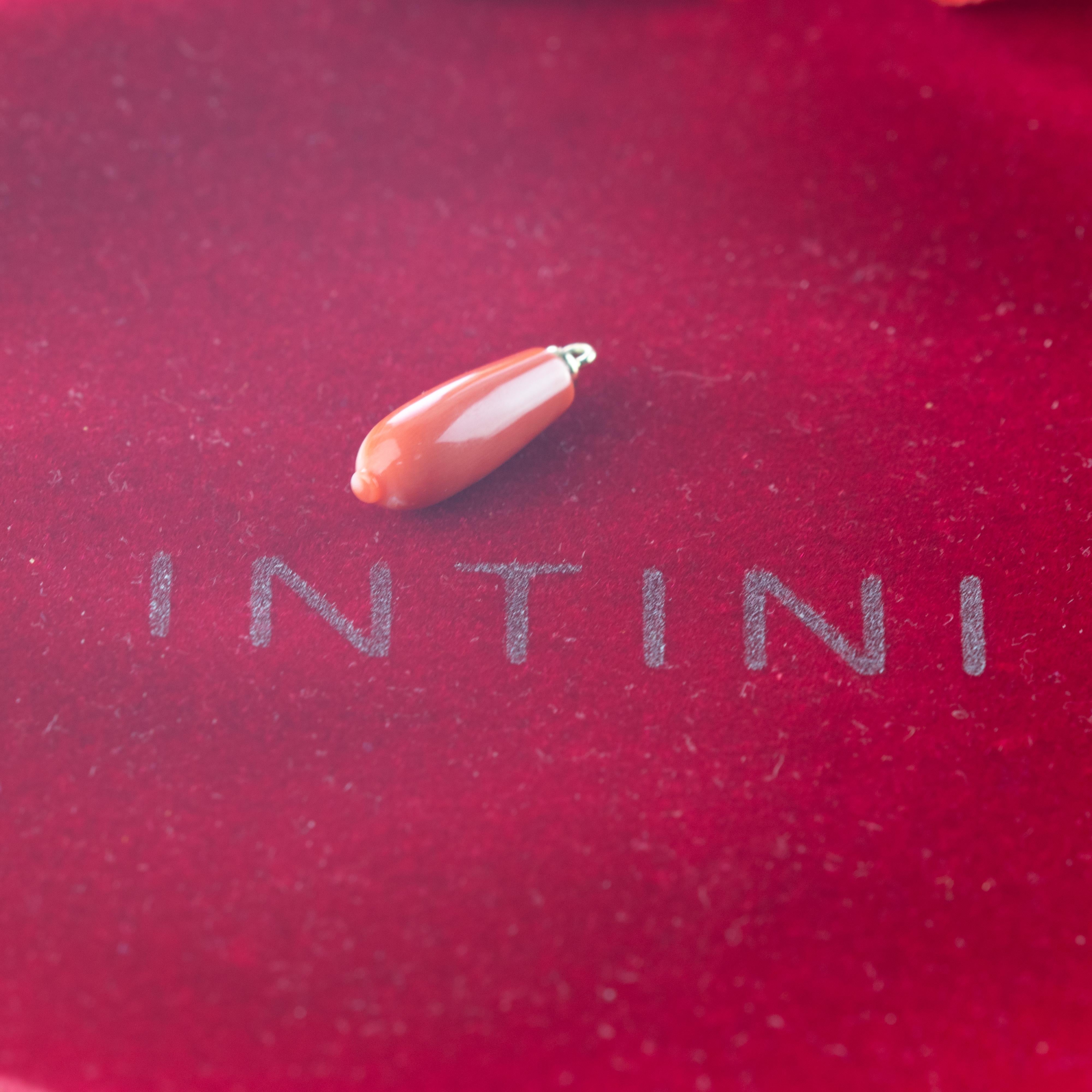 Art Nouveau Intini Jewels Carved Mediterranean Coral Handmade Natural Summer Natural Pendant For Sale