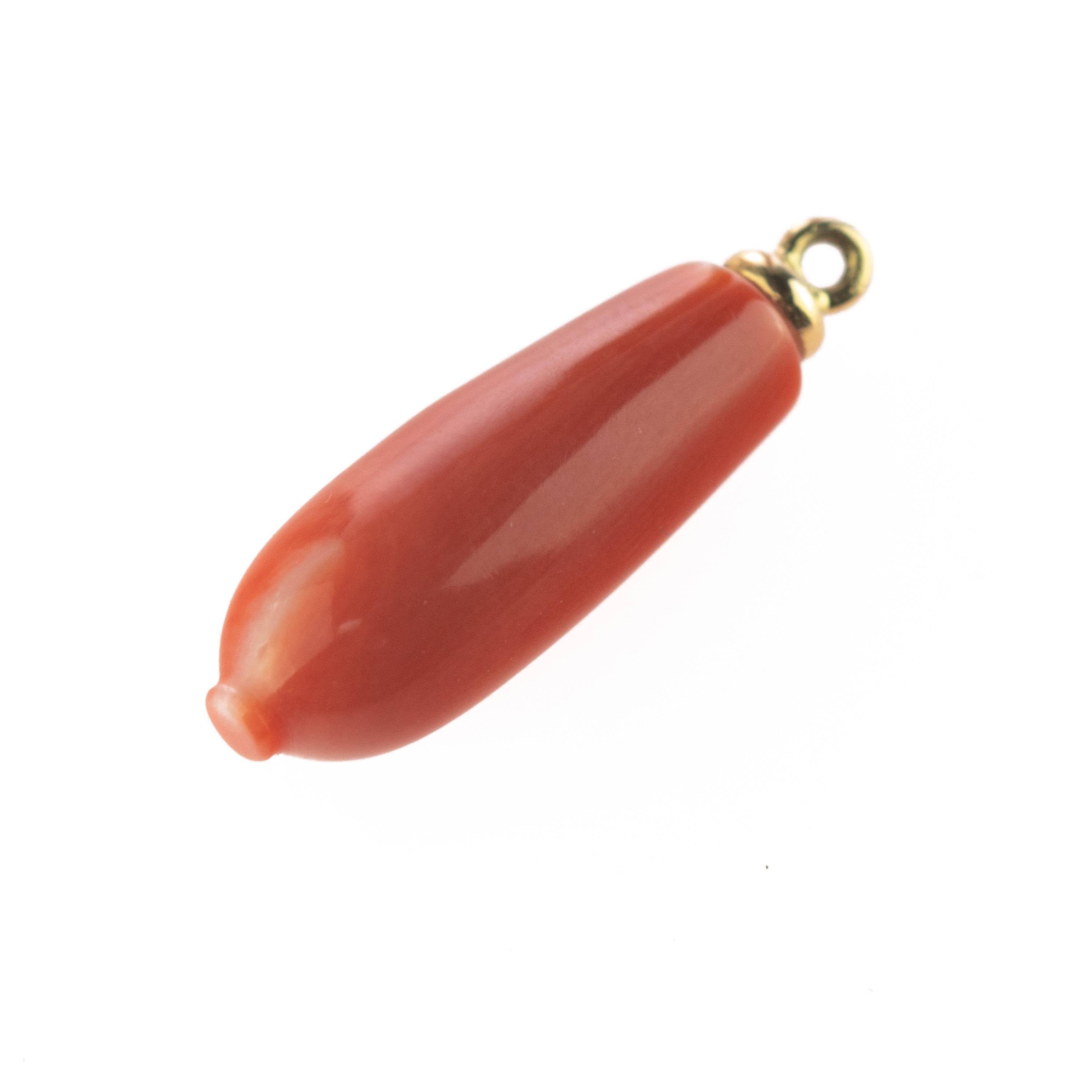 Intini Jewels Carved Mediterranean Coral Handmade Natural Summer Natural Pendant In New Condition For Sale In Milano, IT