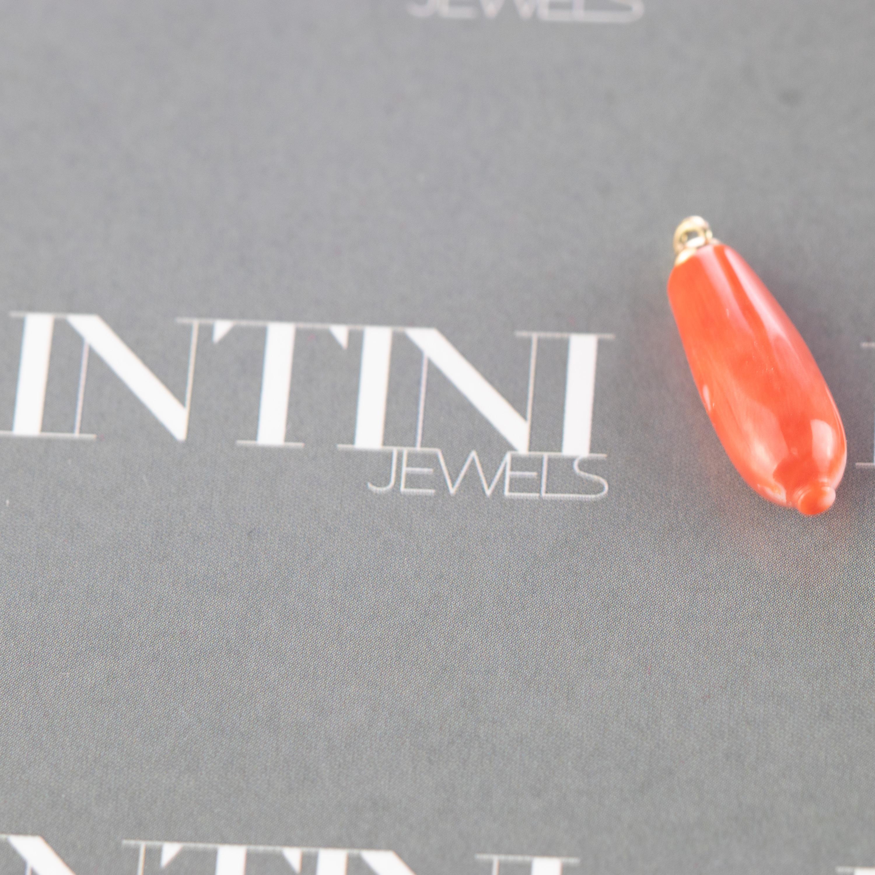 Intini Jewels Carved Mediterranean Coral Handmade Natural Summer Natural Pendant For Sale 1