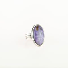 Intini Jewels Charoite Oval Cabochon Sterling Silver Cocktail Crafted Retro Ring