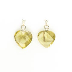 Intini Jewels Citrine Lemon Quartz Heart 18 Karat White Gold Drop Love Earrings