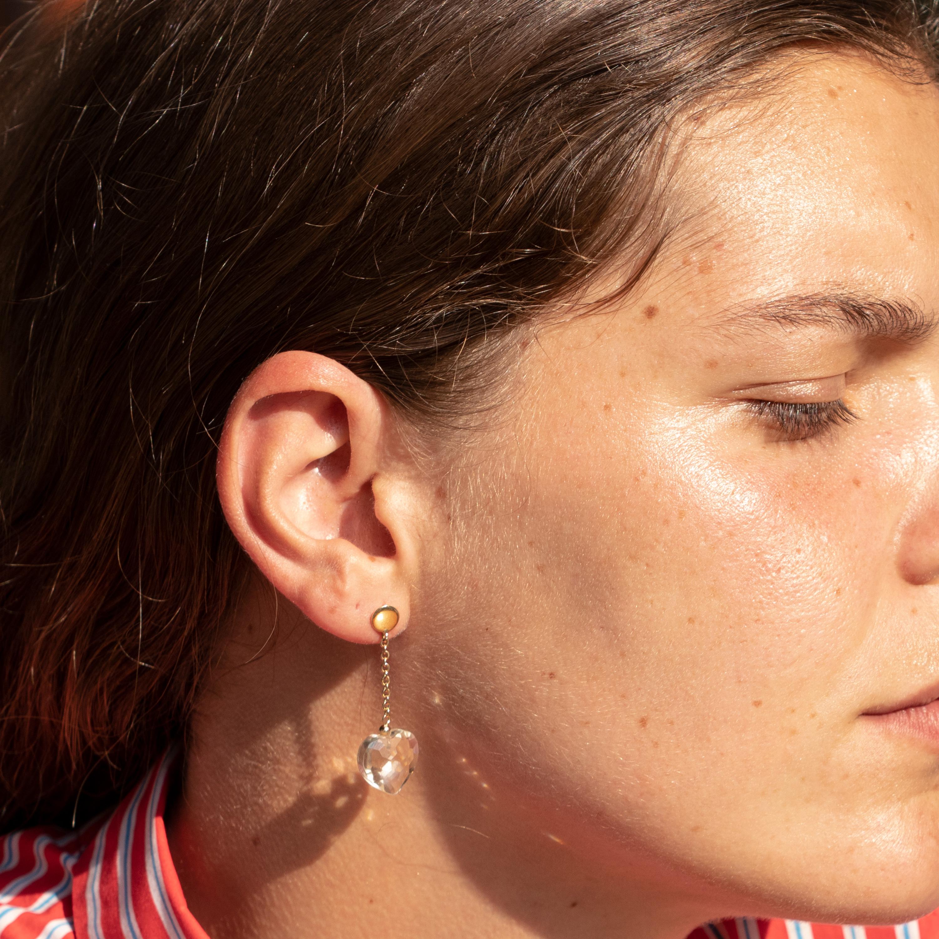 Intini Jewels Orecchini d'amore a goccia in oro giallo 18 carati con cuore di quarzo citrino e limone in vendita 5