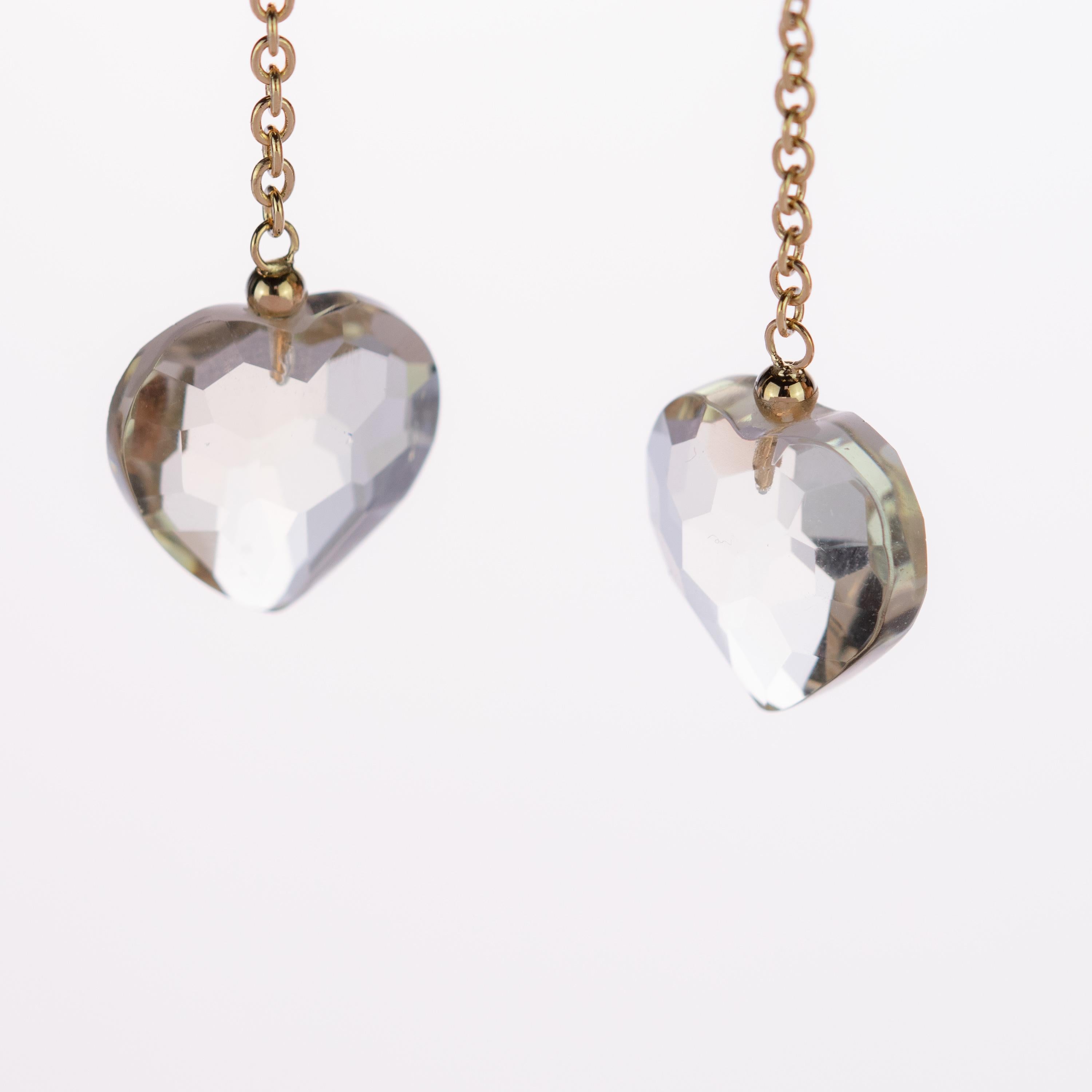 Intini Jewels Citrine Lemon Quartz Heart 18 Karat Yellow Gold Drop Love Earrings For Sale 1