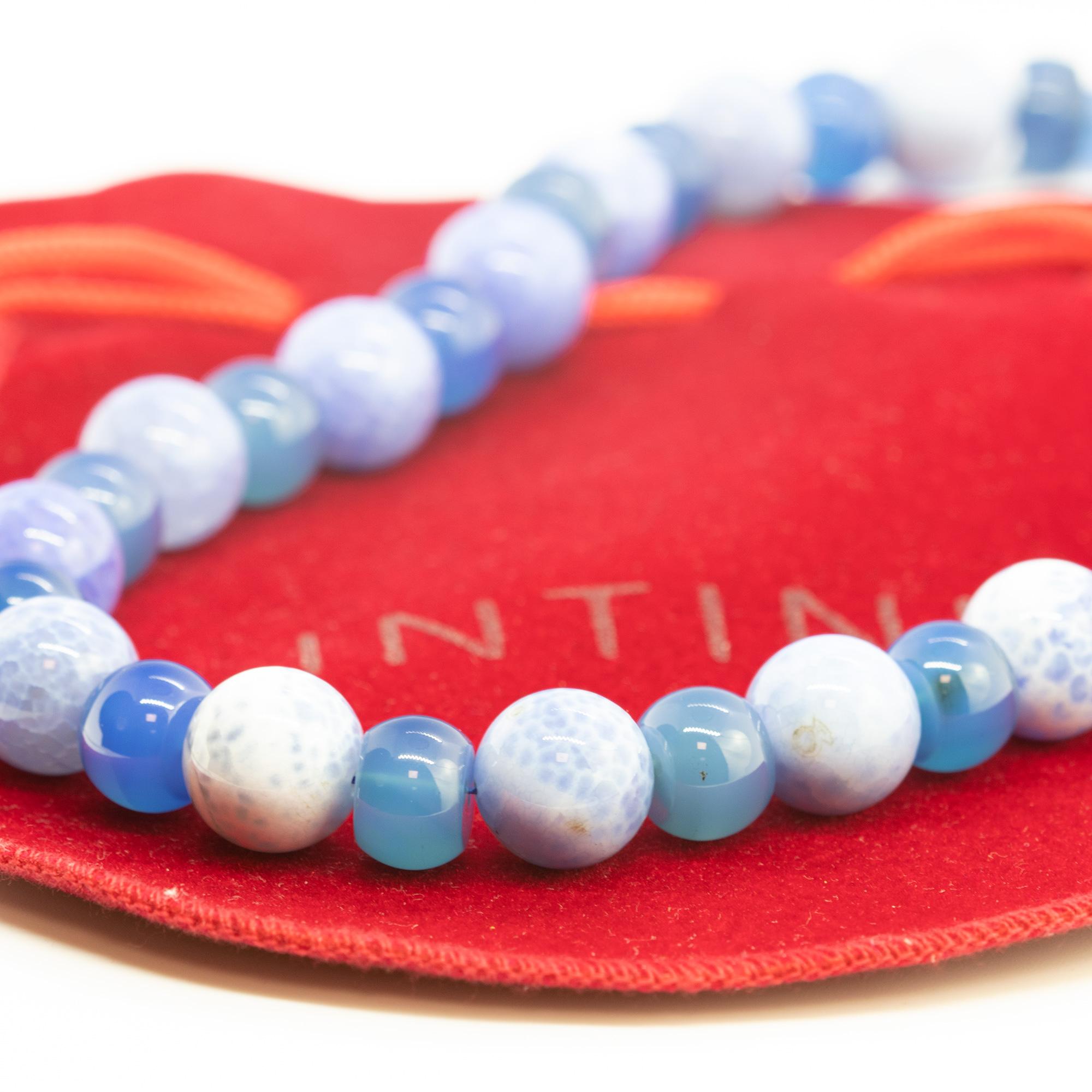 Art nouveau Intini Jewels Collier déco bohème chic en or 18 carats et agate bleue Crash en vente