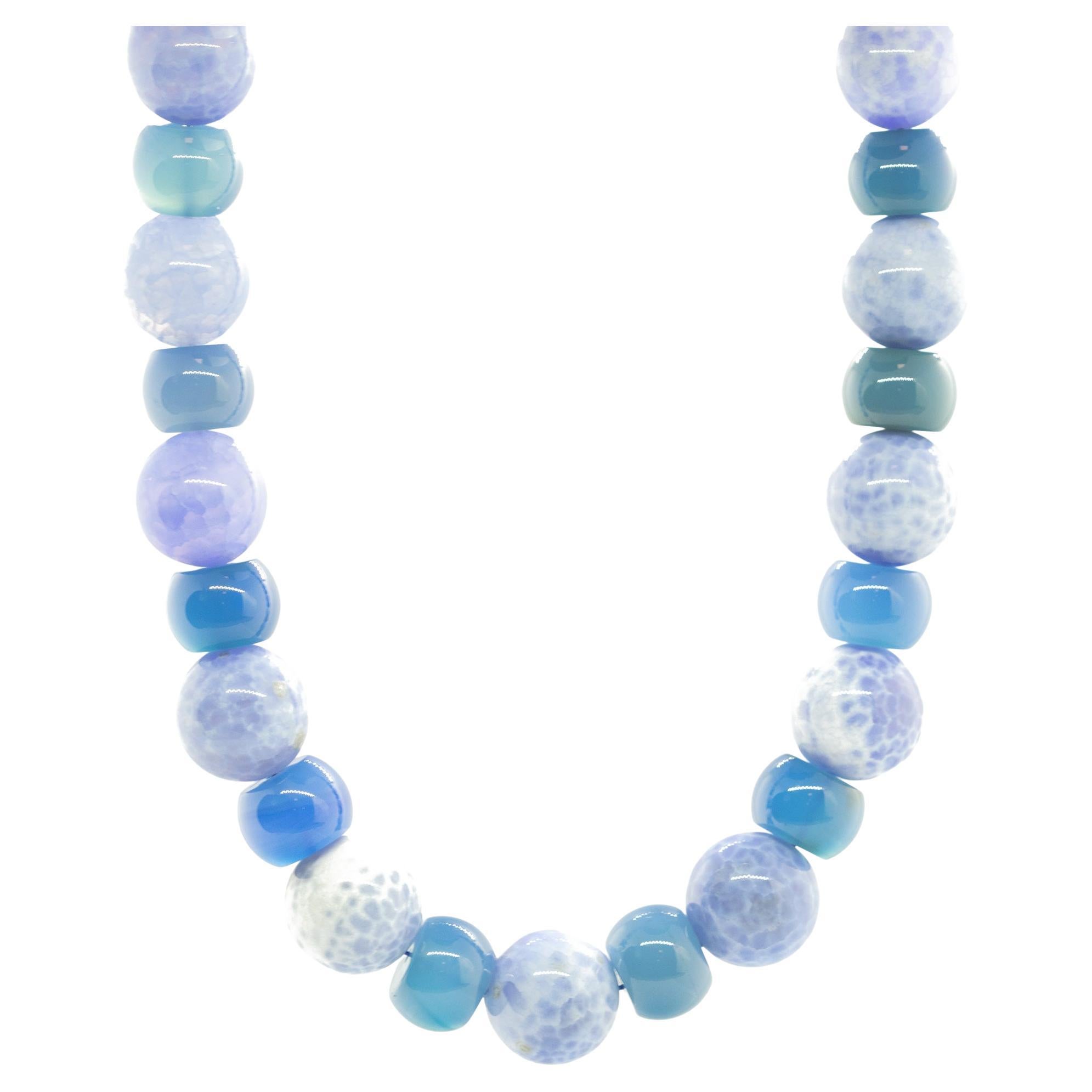 Intini Jewels Collana Crash Blue Agate 18 Karat Gold Boho Chic Deco