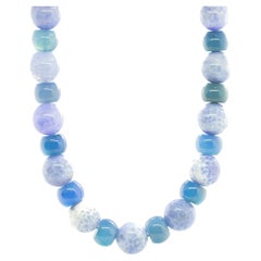 Intini Jewels Collana Crash Blue Agate 18 Karat Gold Boho Chic Deco