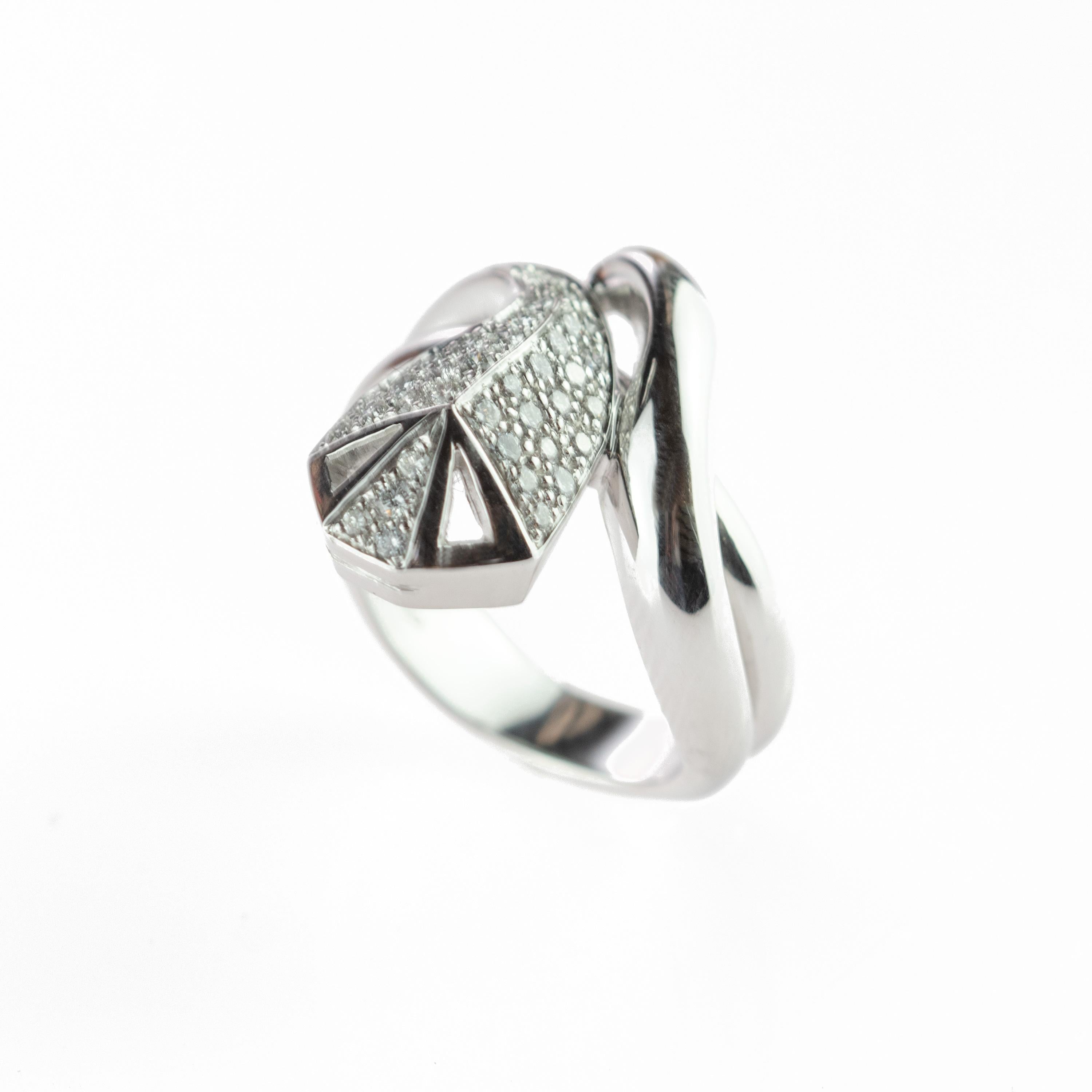 Intini Jewels Diamond 18 Karat White Gold Cluster Italian Serpent Spiral Ring For Sale 3