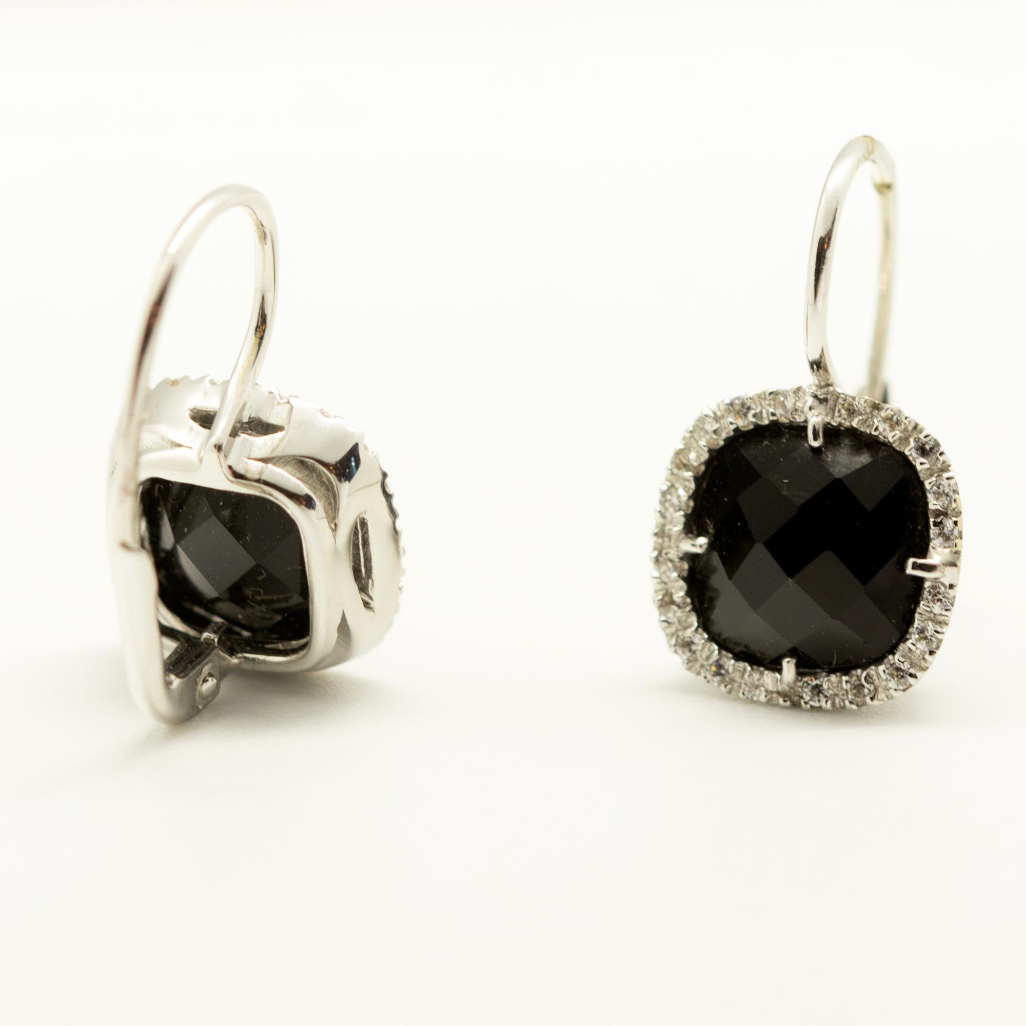 Intini Jewels Diamond Black Onyx 18 Karat Gold Vintage Square Clip-On Earrings For Sale 4