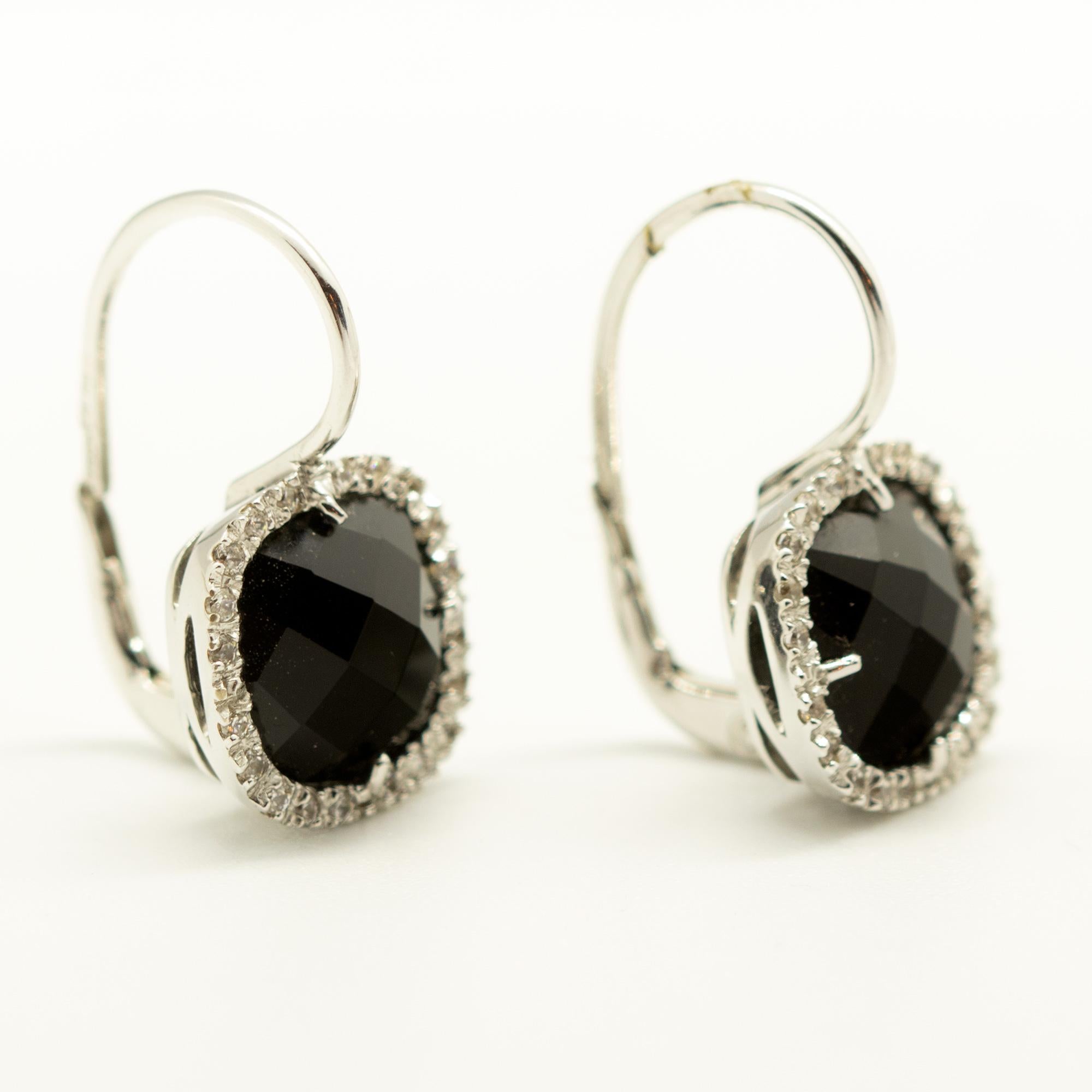 Intini Jewels Diamond Black Onyx 18 Karat Gold Vintage Square Clip-On Earrings For Sale 5