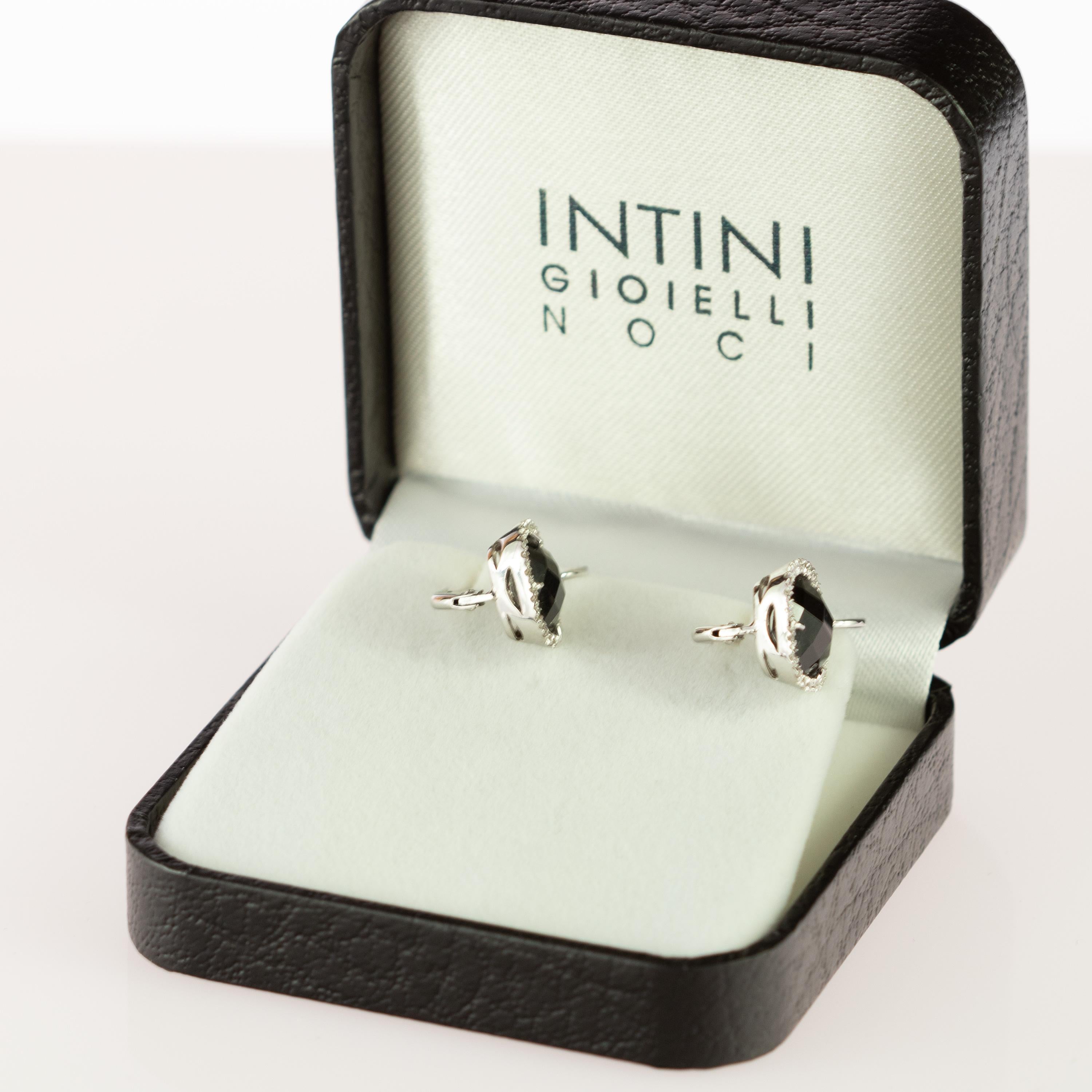 Women's Intini Jewels Diamond Black Onyx 18 Karat Gold Vintage Square Clip-On Earrings