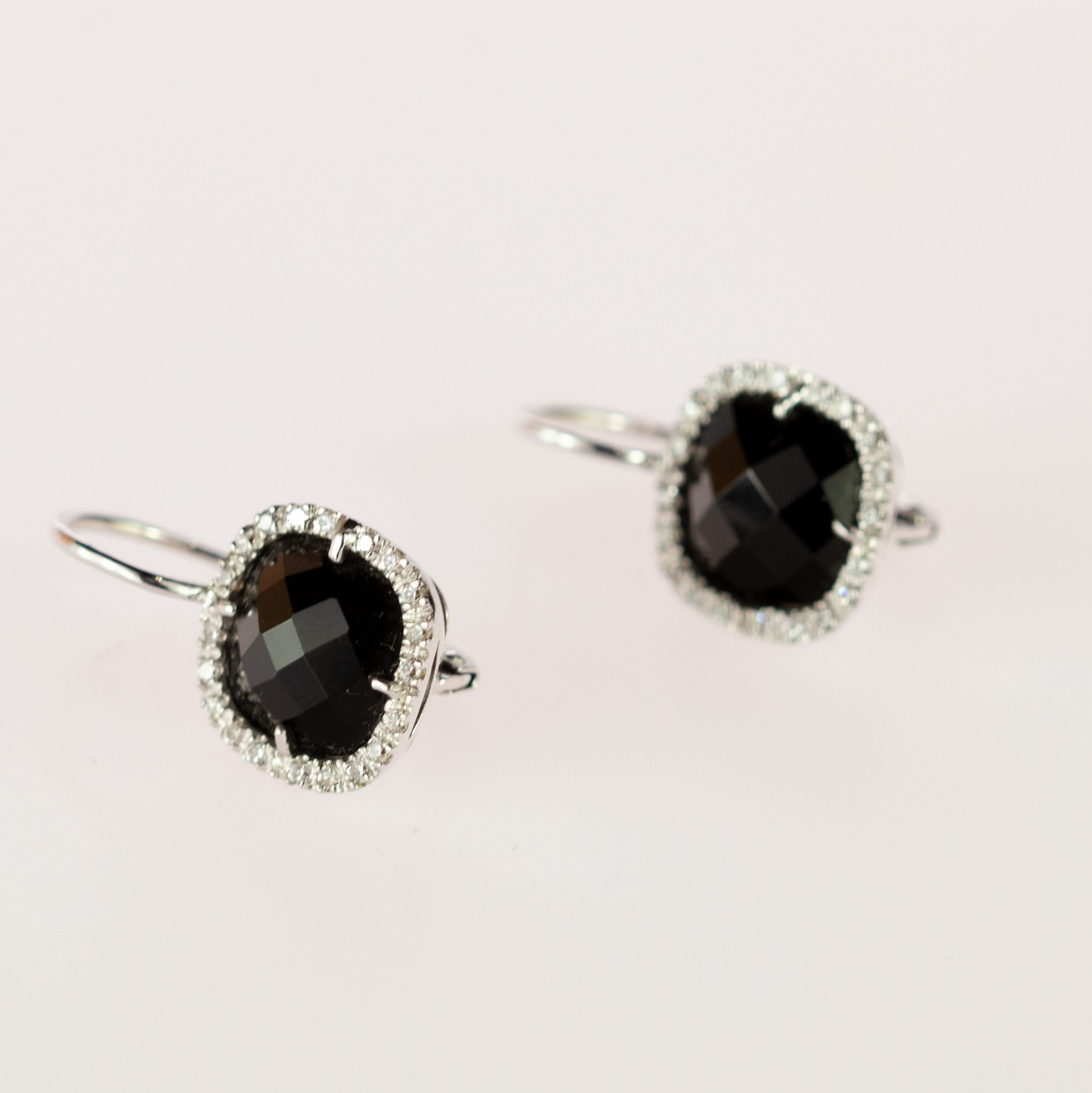 Intini Jewels Diamond Black Onyx 18 Karat Gold Vintage Square Clip-On Earrings 2