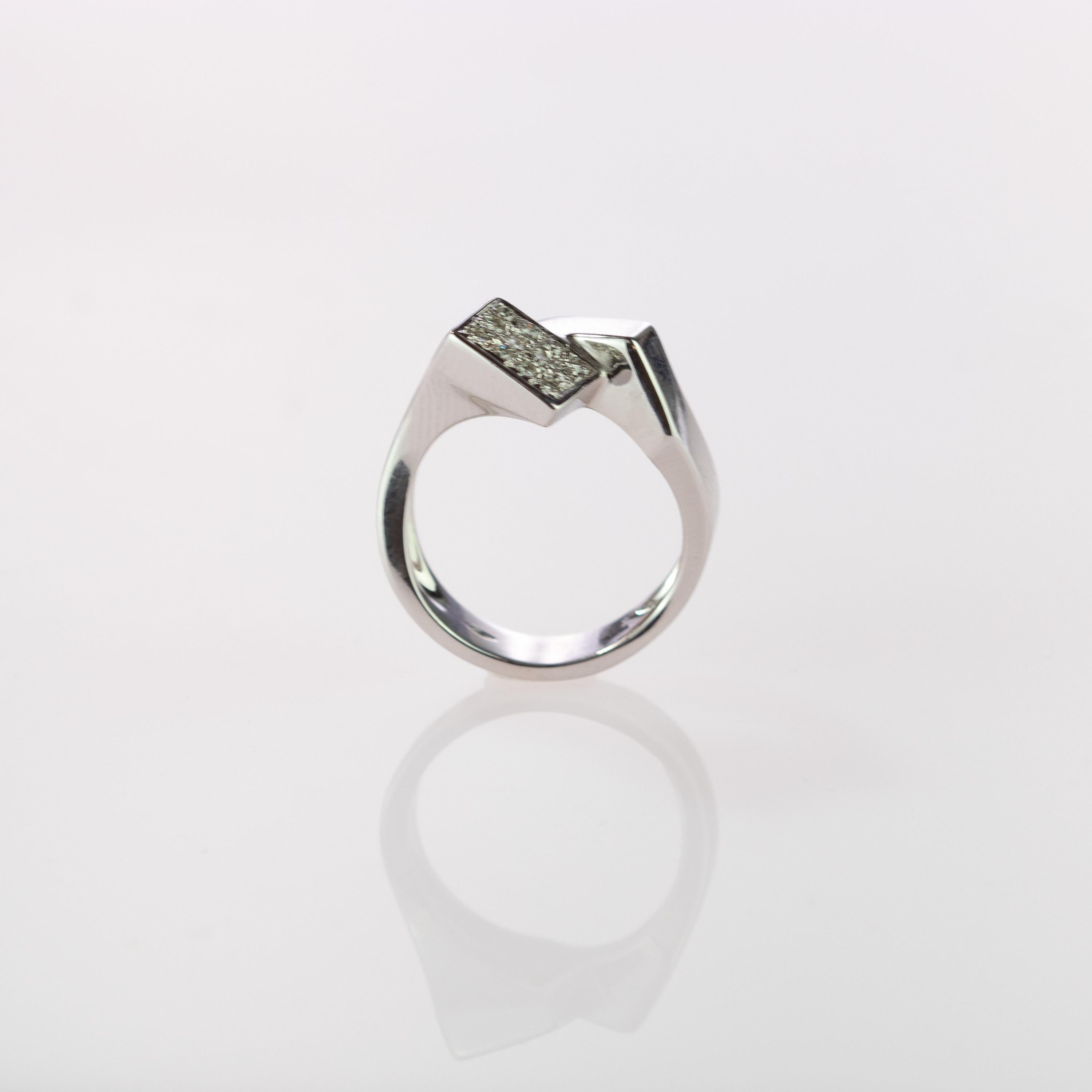 Brilliant Cut Intini Jewels Diamond Brilliant 18 Karat White Gold Cluster Italian Gala Ring For Sale