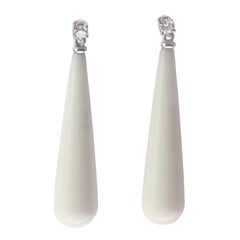 Intini Jewels Diamond White Agate Natural Drops 18 Karat Gold Cocktail Earrings