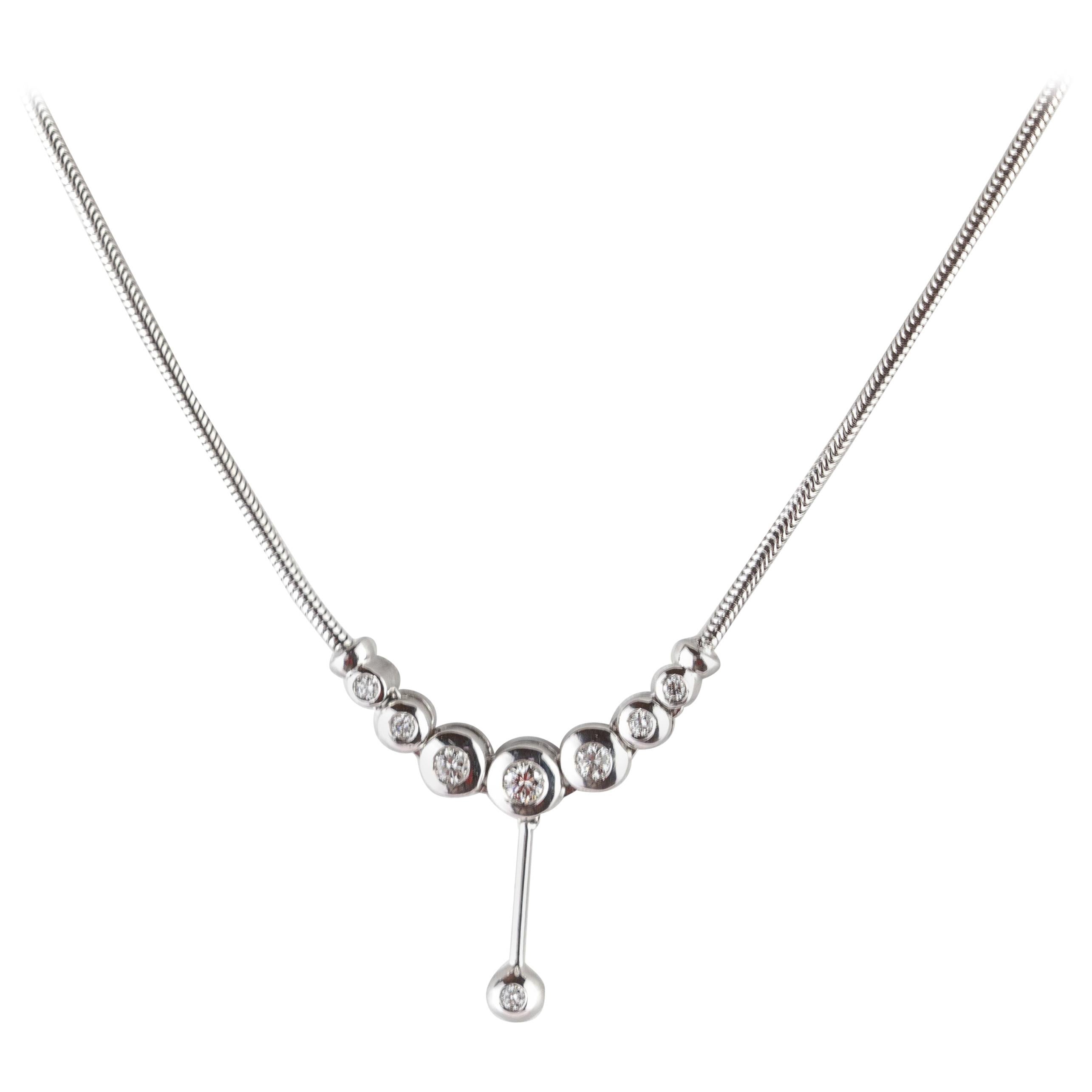 Intini Jewels Drop Chandelier Diamond 18 Karat White Gold Deco Cocktail Necklace For Sale