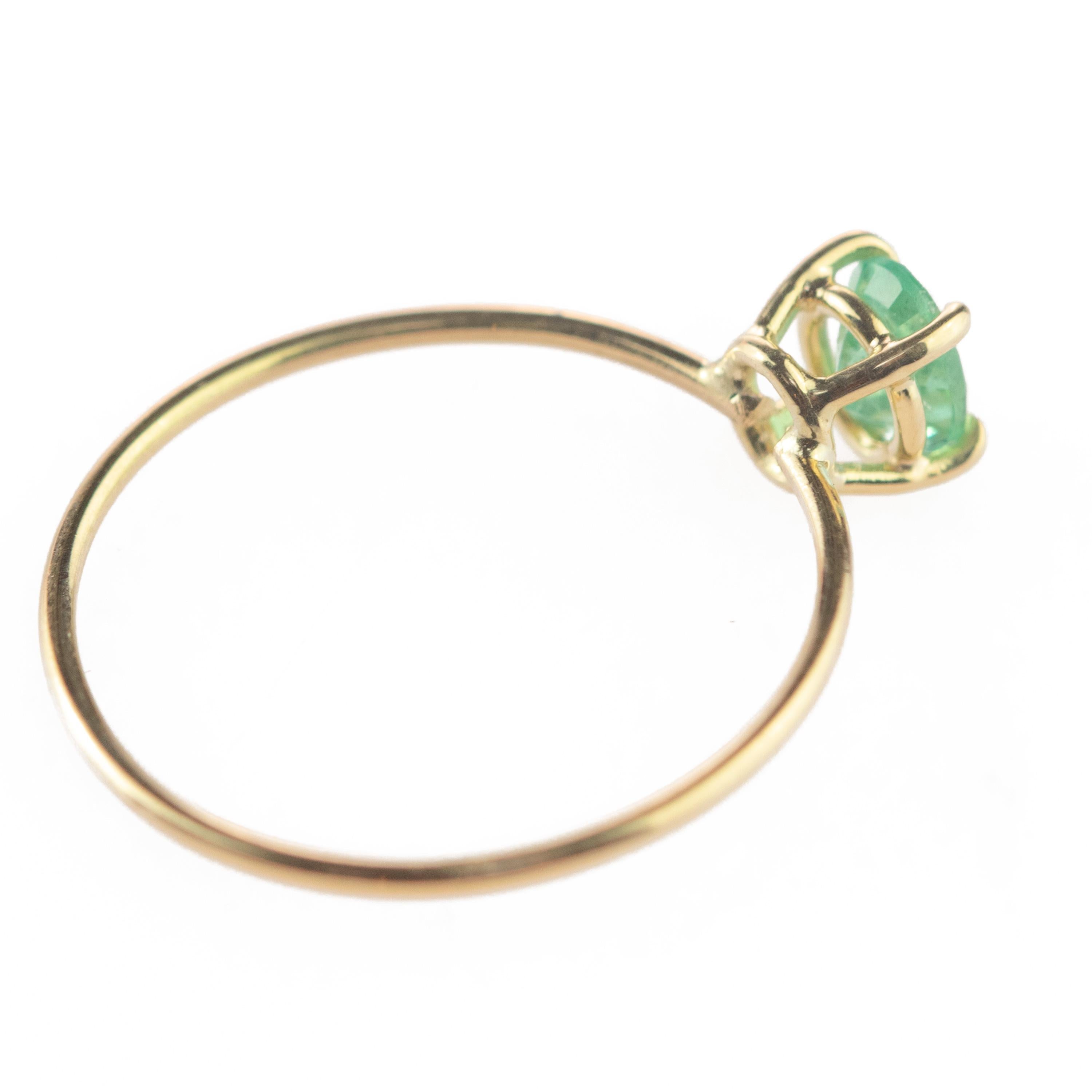 Oval Cut Intini Jewels Emerald Oval 9 Karat Gold Cocktail Band Handmade Chic Ring For Sale