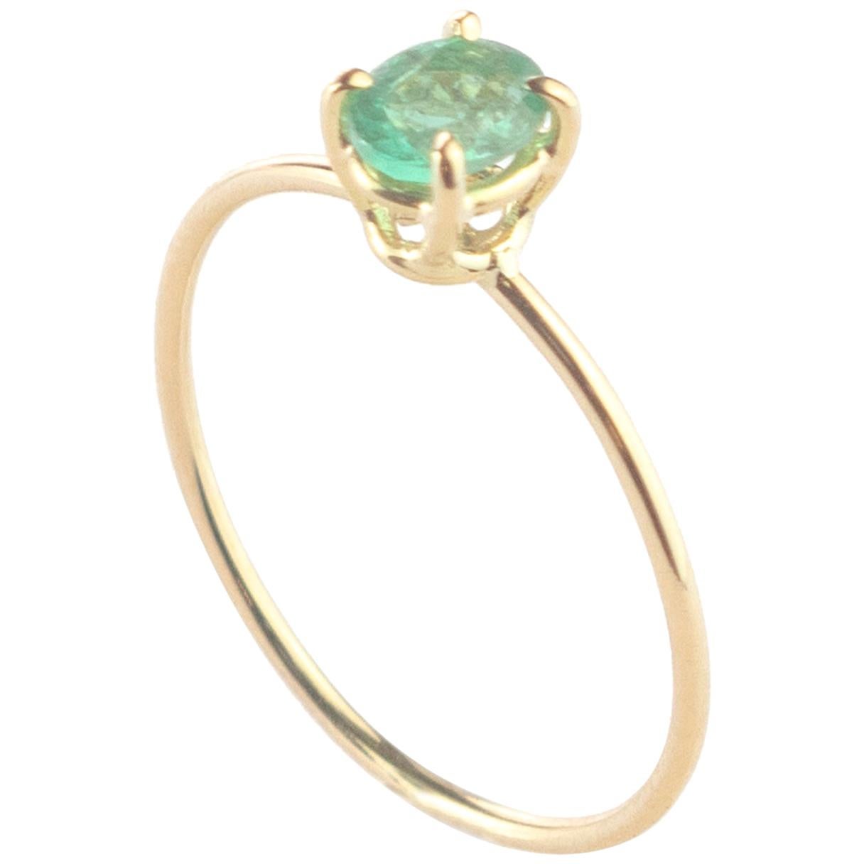 Intini Jewels Emerald Oval 9 Karat Gold Cocktail Band Handmade Chic Ring For Sale