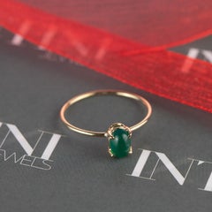 Intini Jewels Emerlad Oval 9 Karat Yellow Gold Pasion Romantic Love Ring