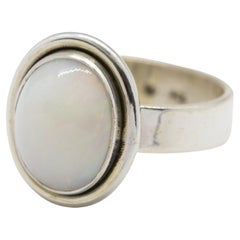 Ethiopian Natural Opal Sterling Silver Cabochon Cocktail Oval Ring