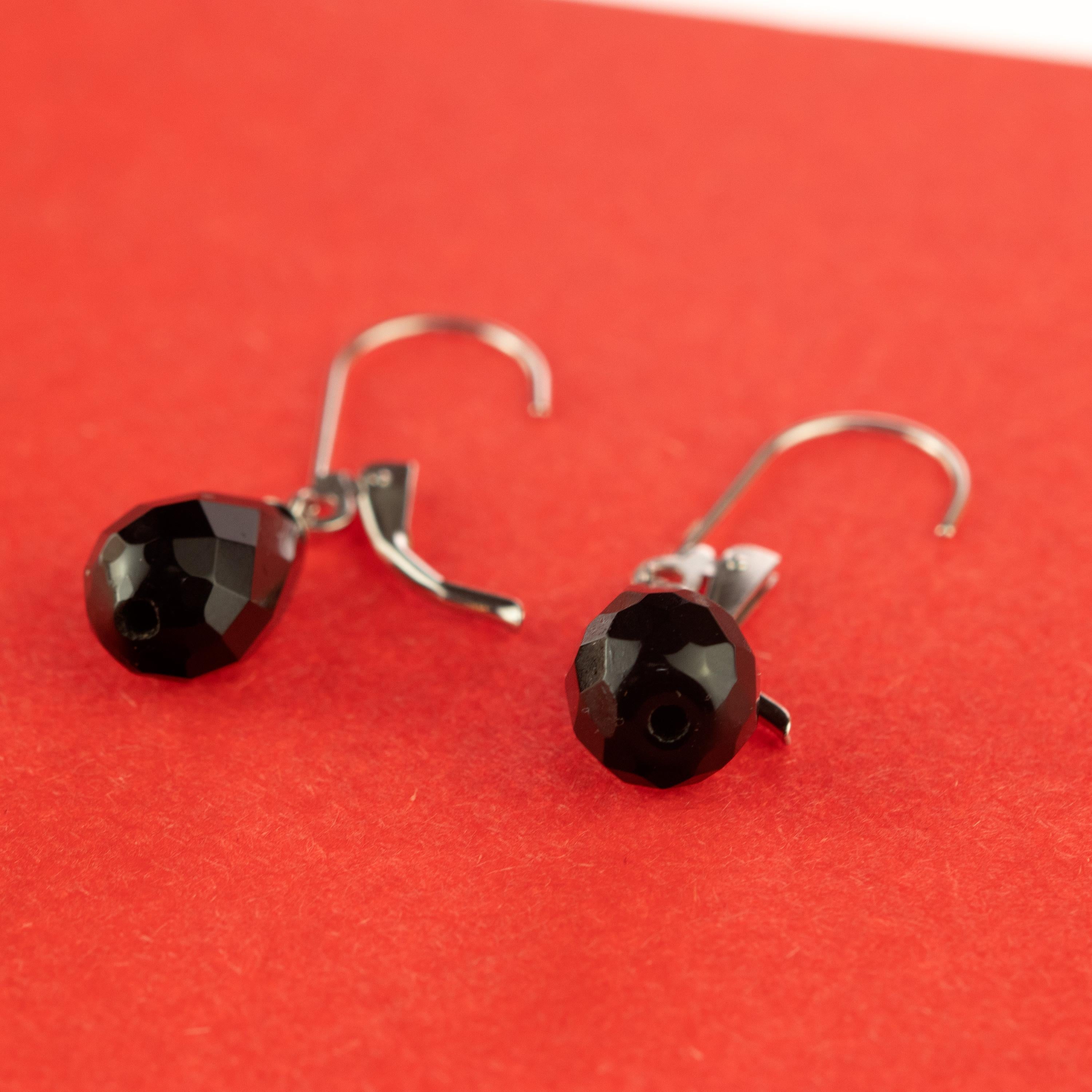 Intini Jewels Boucles d'oreilles à levier en goutte en or blanc 18 carats avec agate facettée Pour femmes en vente