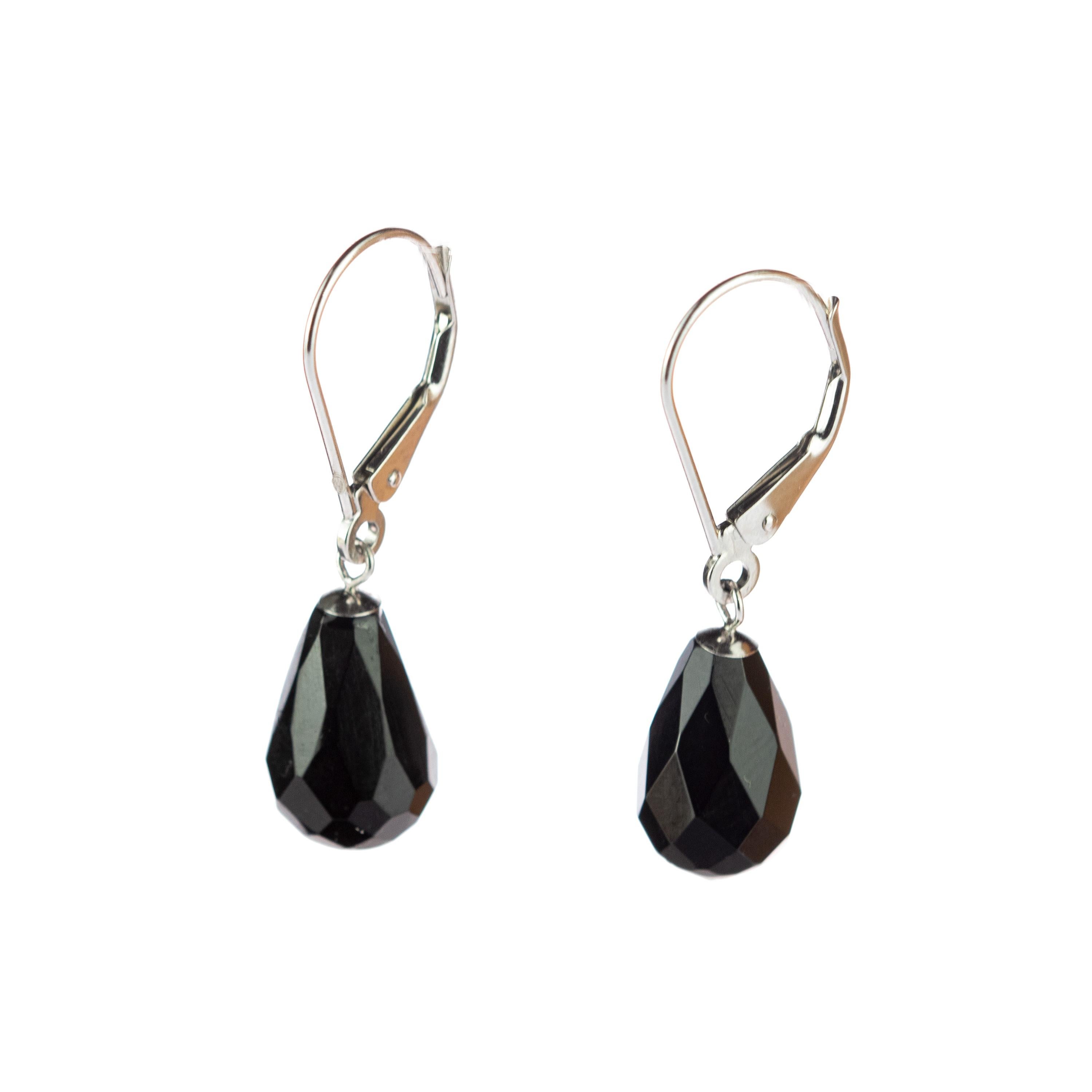 Intini Jewels Faceted Agate Drop 18 Karat White Gold Drop Leverback Earrings For Sale 2