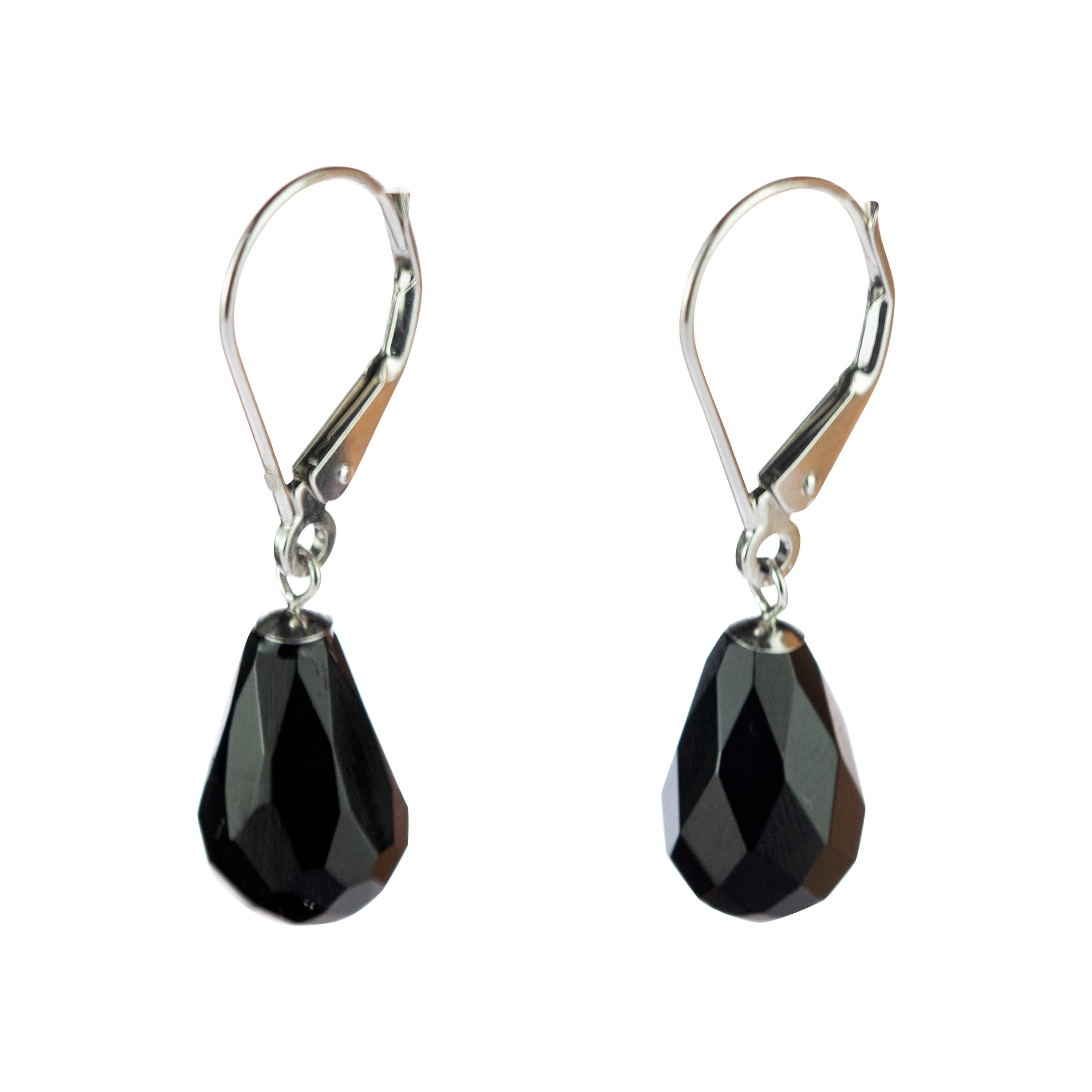 Intini Jewels Faceted Agate Drop 18 Karat White Gold Drop Leverback Earrings For Sale
