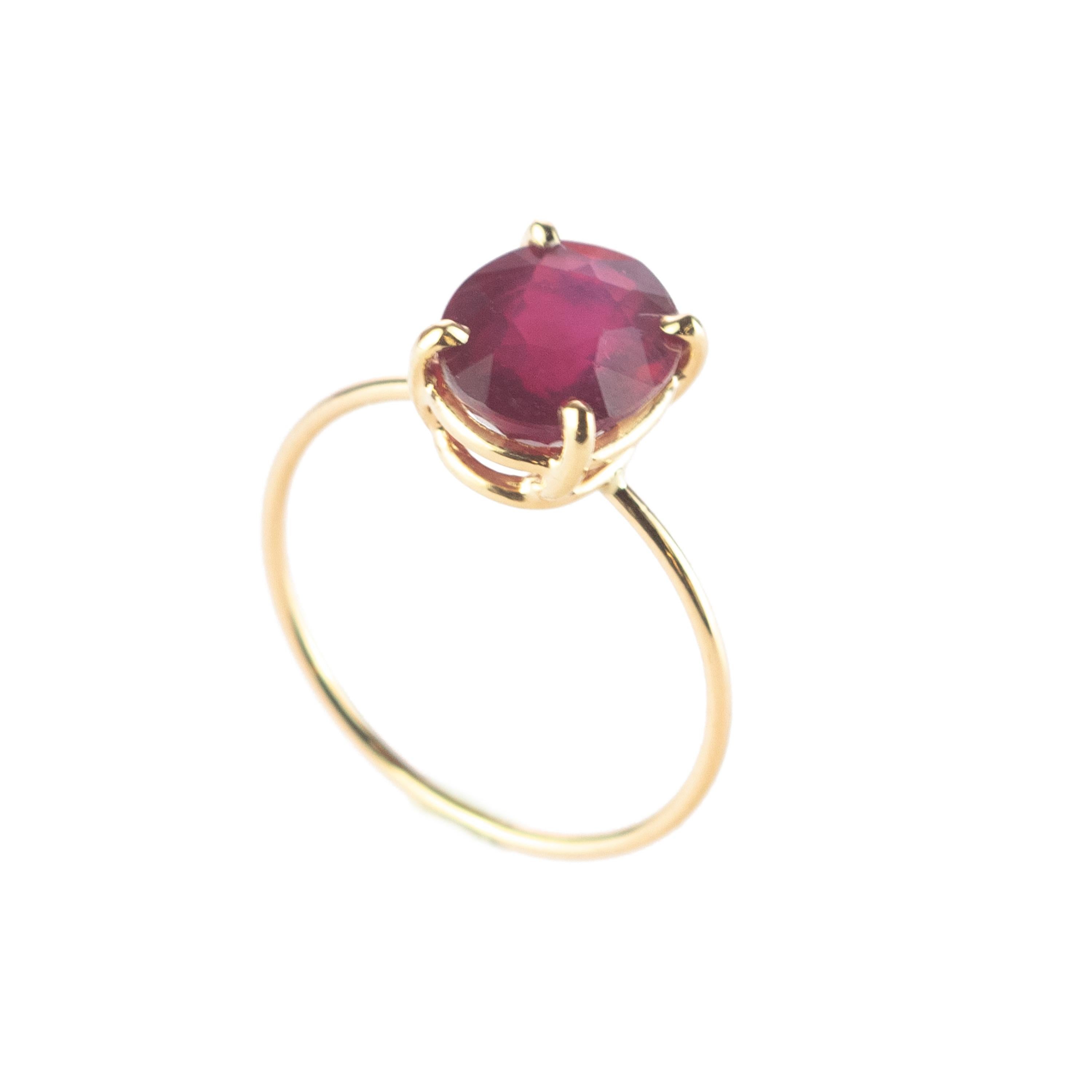 Mixed Cut Intini Jewels Faceted Ruby 18 Karat Yellow Gold Band Handmade Chic Modern Ring