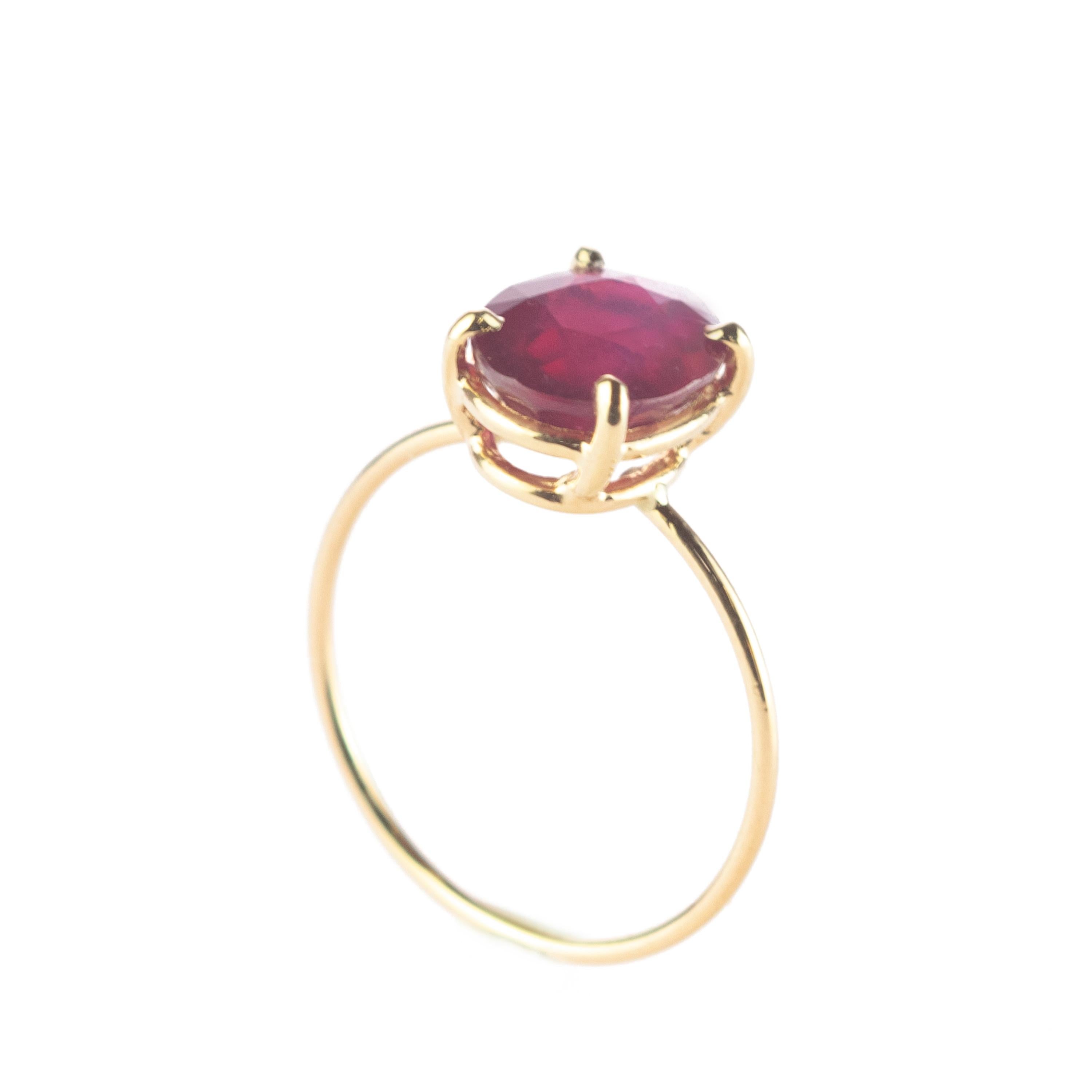 Intini Jewels Faceted Ruby 18 Karat Yellow Gold Band Handmade Chic Modern Ring In New Condition In Milano, IT