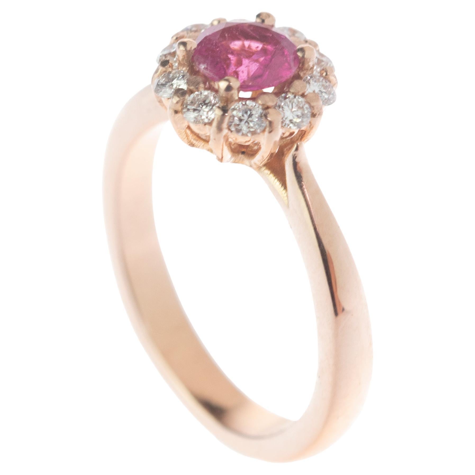 Intini Jewels Bague Diane en or rose 18 carats avec tourmaline facettée et diamants