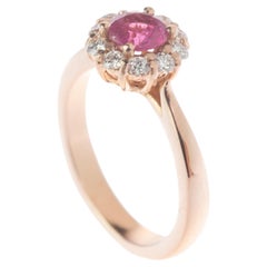 Intini Jewels Faceted Tourmaline Diamond 18 Karat Rose Pink Gold Diana Ring