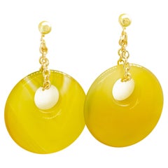 Intini Jewels Fashion Jewellery Handmade Agate 18K Yellow Gold Dangle Earrings