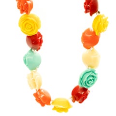 Intini Jewels Flower Roses Spring Coloured Resins Joyful Boho Beach Necklace