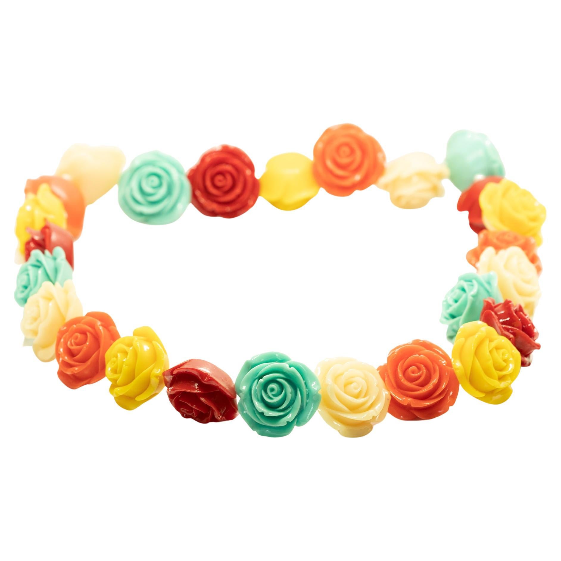 Intini Jewels - Collana da spiaggia in resina colorata con fiori di primavera - Joyful Boho