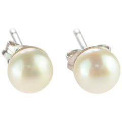 Intini Jewels Freshwater Pearl 14 Karat White Gold Stud Cocktail Earrings
