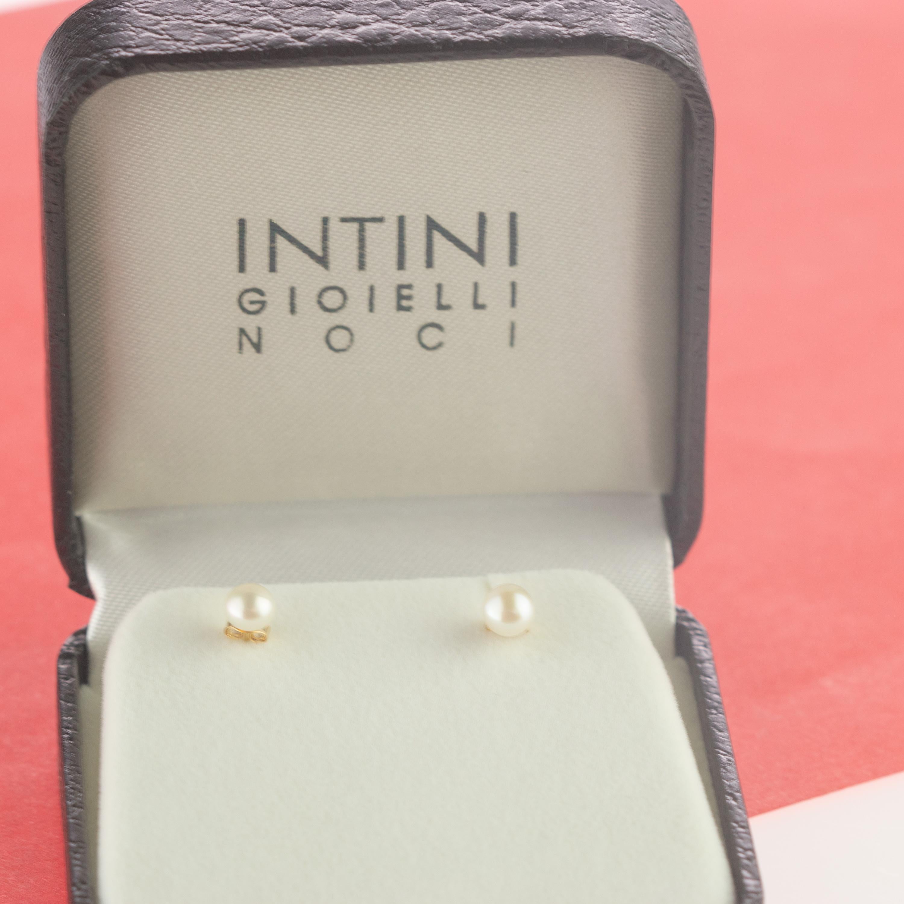 Intini Jewels - Orecchini da cocktail con perla d'acqua dolce in oro giallo 14 carati in vendita 3