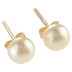 Intini Jewels Freshwater Pearl 14 Karat Yellow Gold Stud Cocktail Earrings