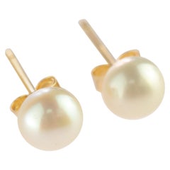 Intini Jewels Freshwater Pearl 18 Karat Yellow Gold Stud Cocktail Earrings