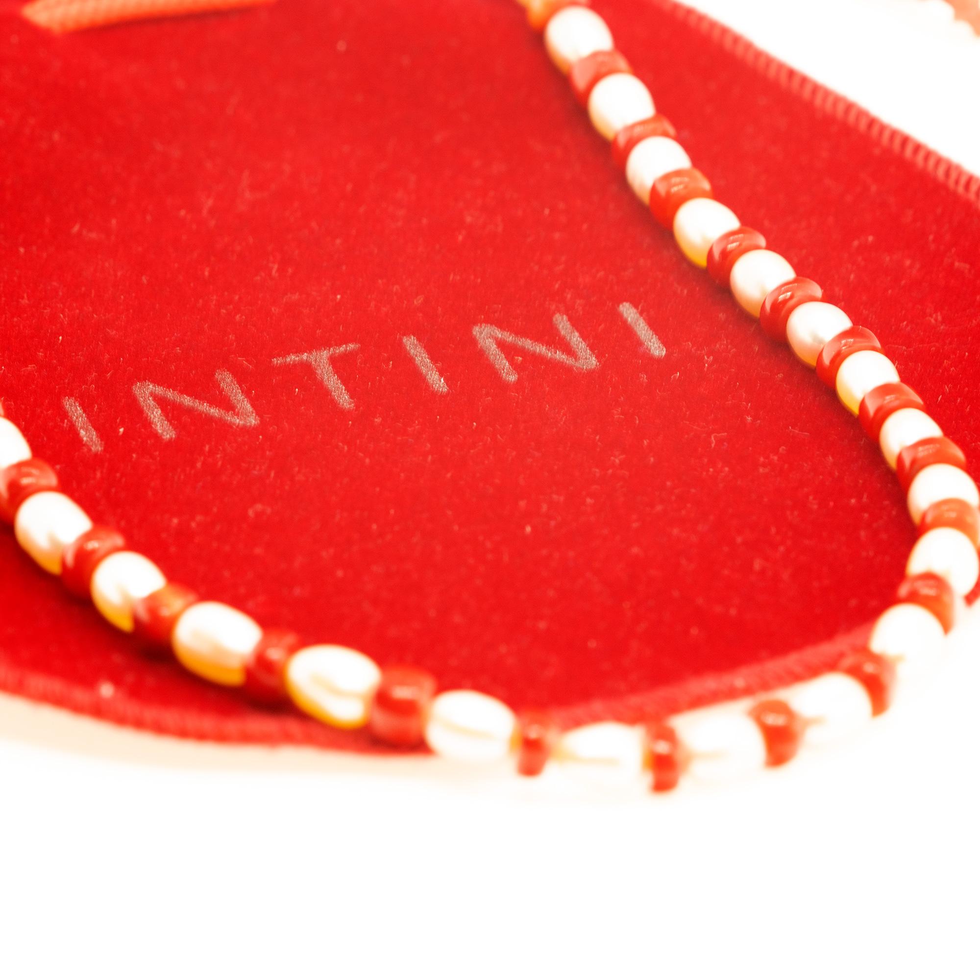 Femenino o masculino Intini Jewels Perla de agua dulce Coral de bambú Oro de 18 quilates Collar Boho Chic Deco en venta